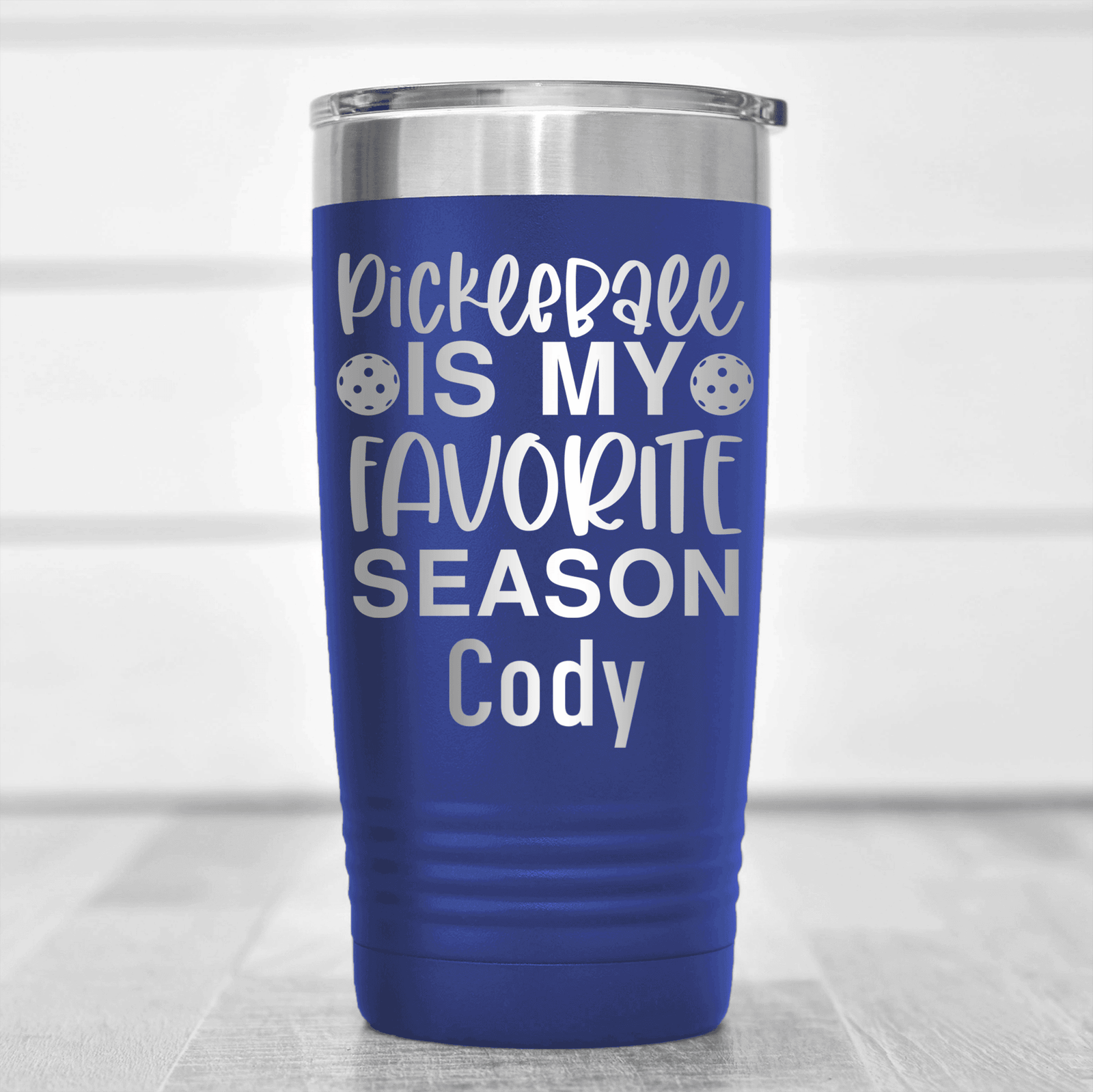 Blue Pickleball Tumbler With Pickleball Season Design