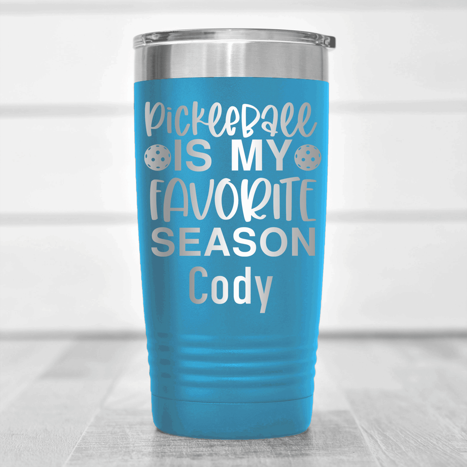 Light Blue Pickleball Tumbler With Pickleball Season Design