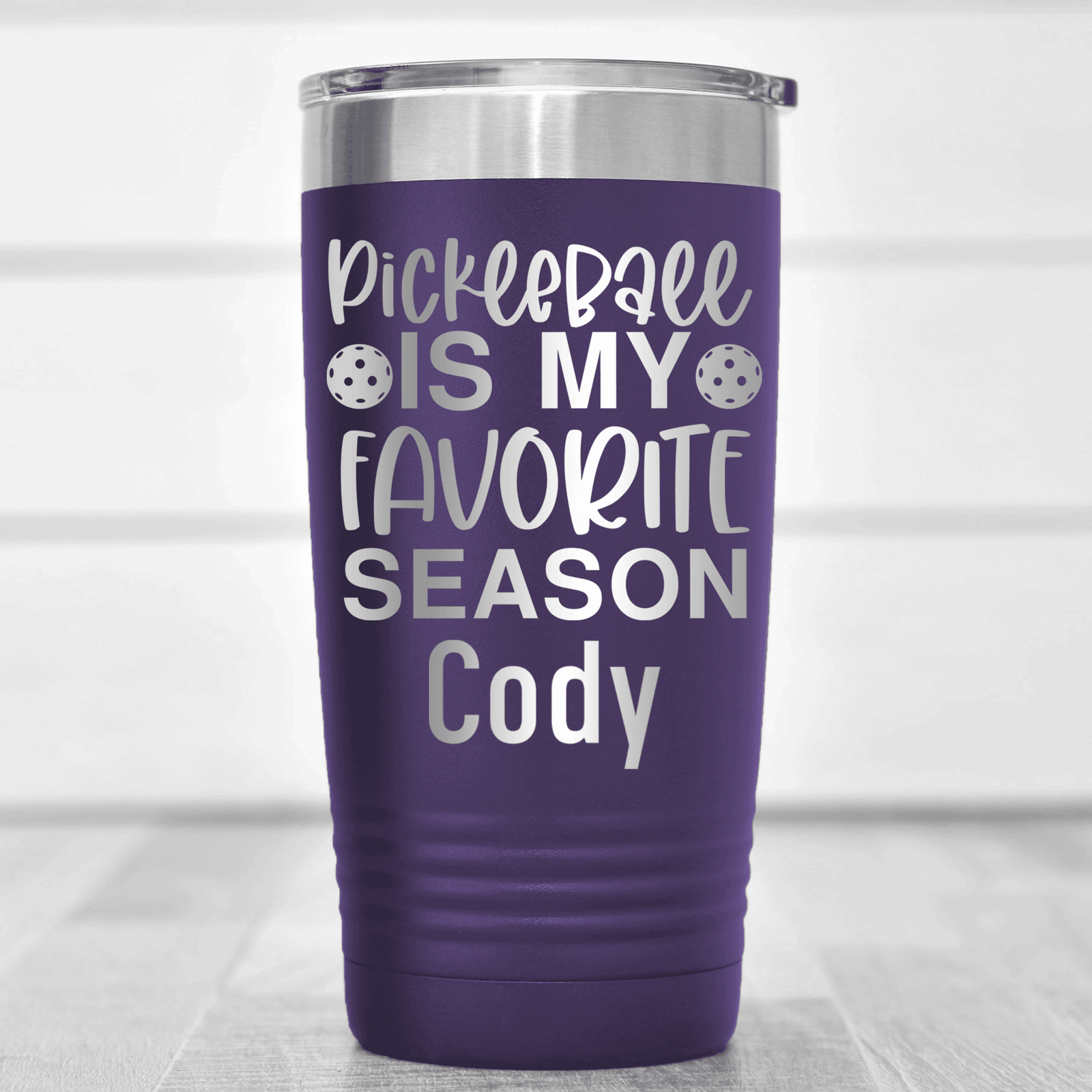 Purple Pickleball Tumbler With Pickleball Season Design