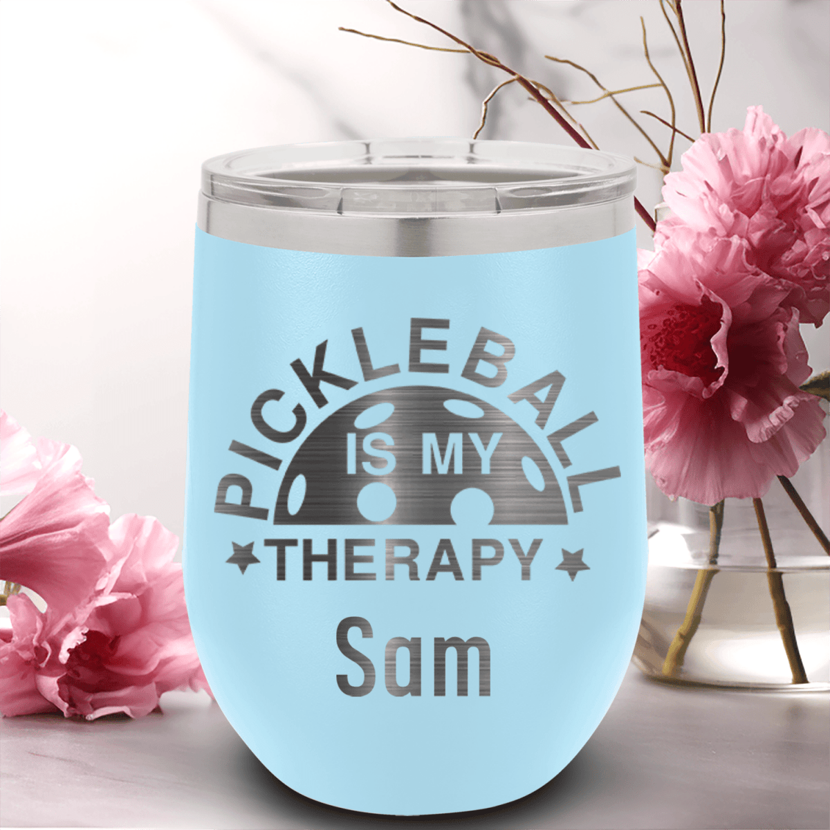 Personalized Pickleball Therapy Wine Tumbler for her, Customized Gifts for Women by Groovy Girl Gifts