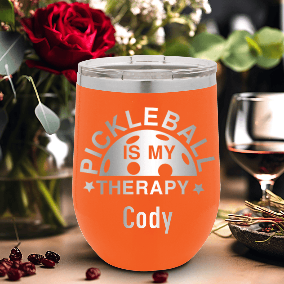 Personalized Pickleball Therapy Wine Tumbler for her, Customized Gifts for Women by Groovy Girl Gifts