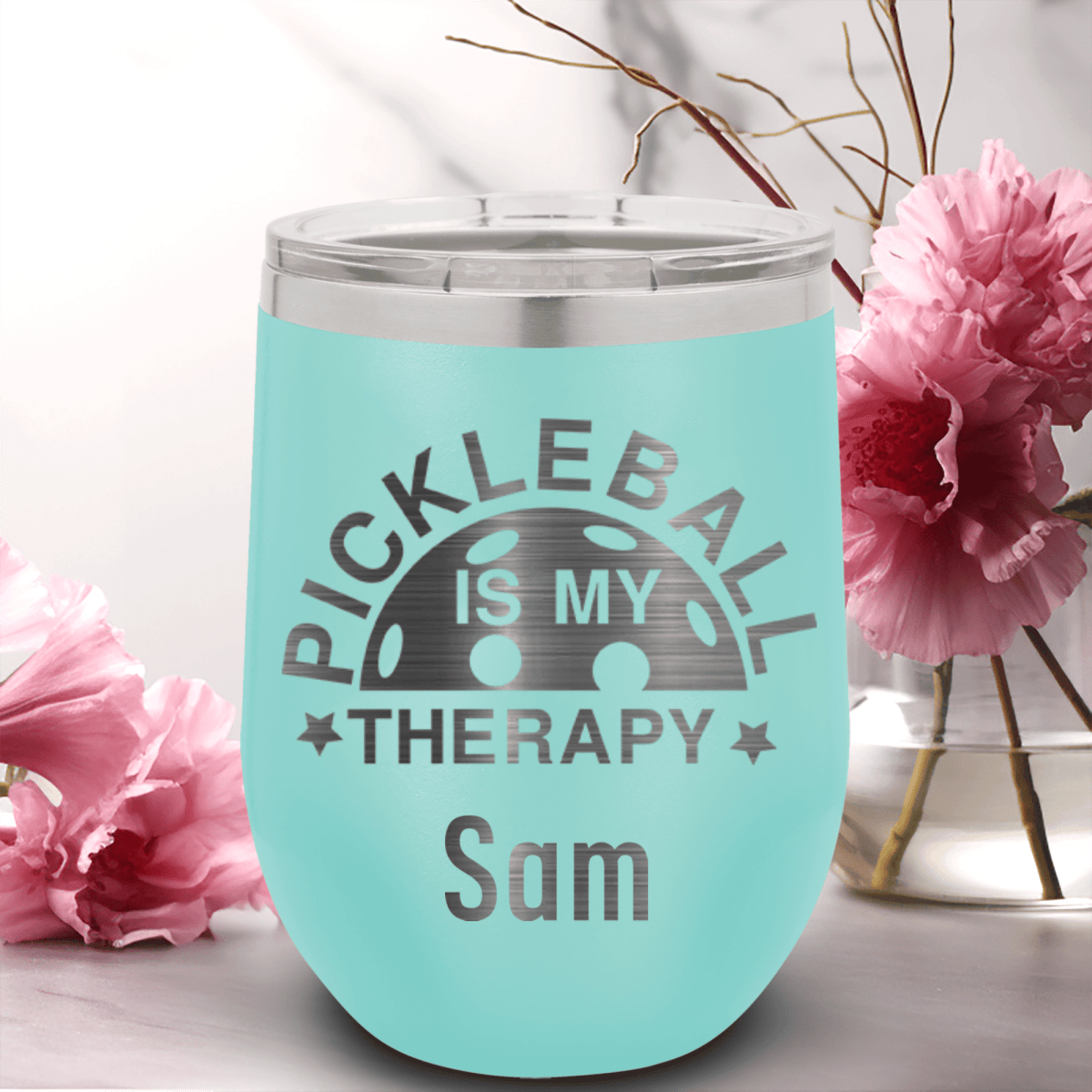 Personalized Pickleball Therapy Wine Tumbler for her, Customized Gifts for Women by Groovy Girl Gifts