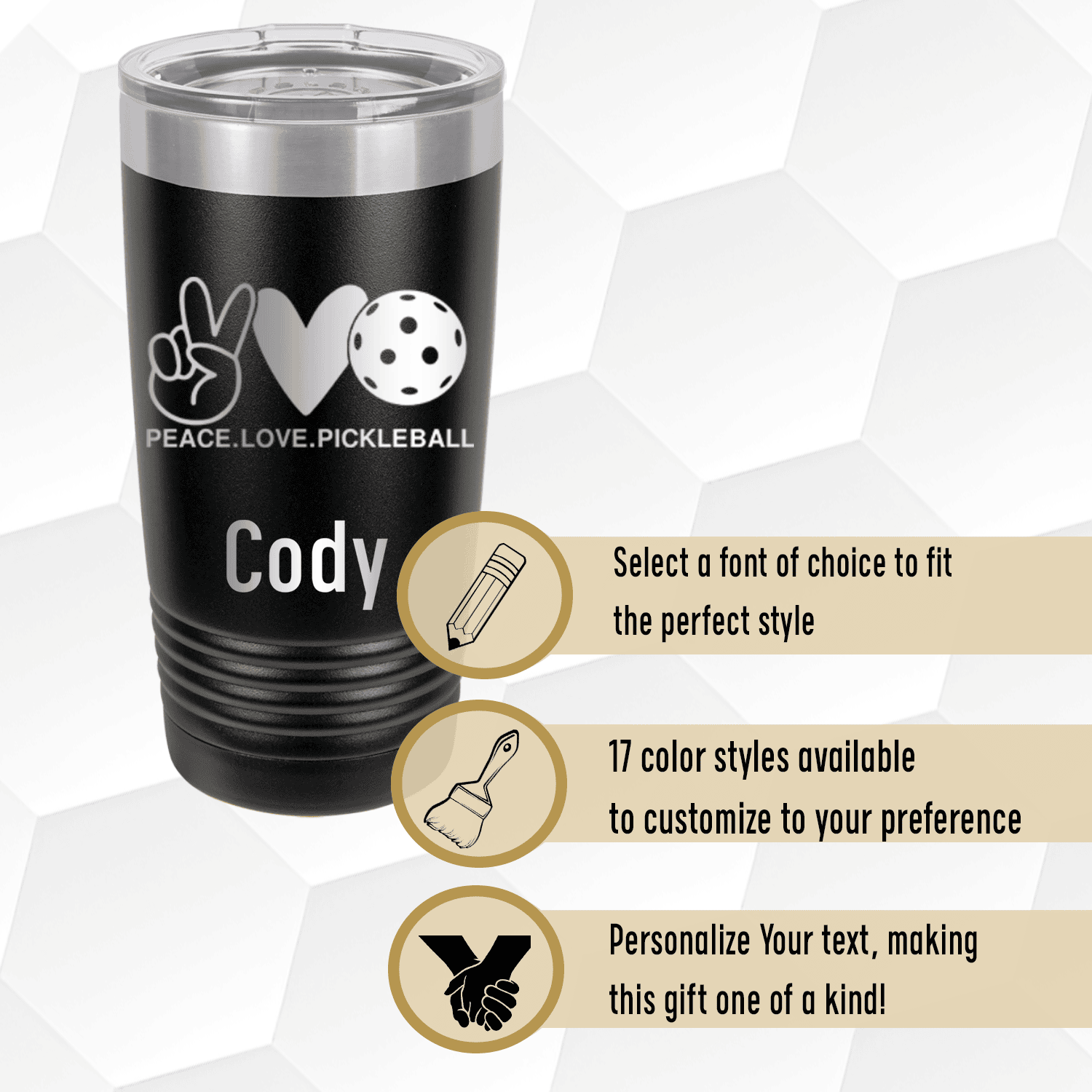 Personalized Pickles Peach And Love Tumbler for her, Customized Gifts for Women by Groovy Girl Gifts