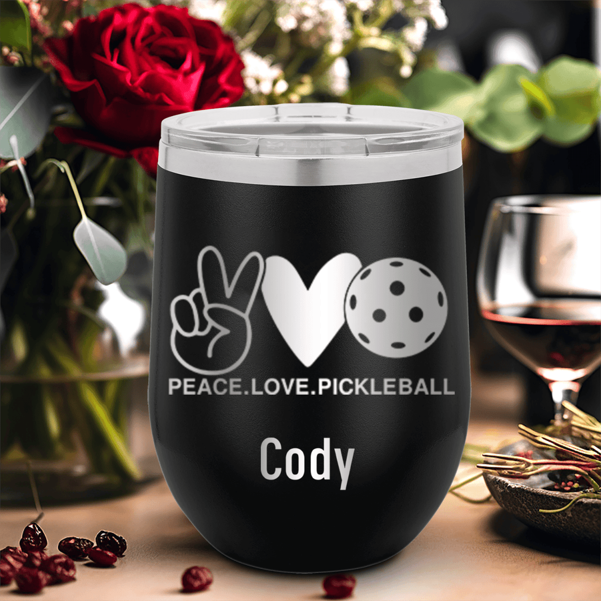 Personalized Pickles Peach And Love Wine Tumbler for her, Customized Gifts for Women by Groovy Girl Gifts