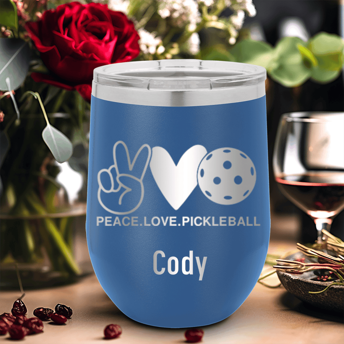 Personalized Pickles Peach And Love Wine Tumbler for her, Customized Gifts for Women by Groovy Girl Gifts
