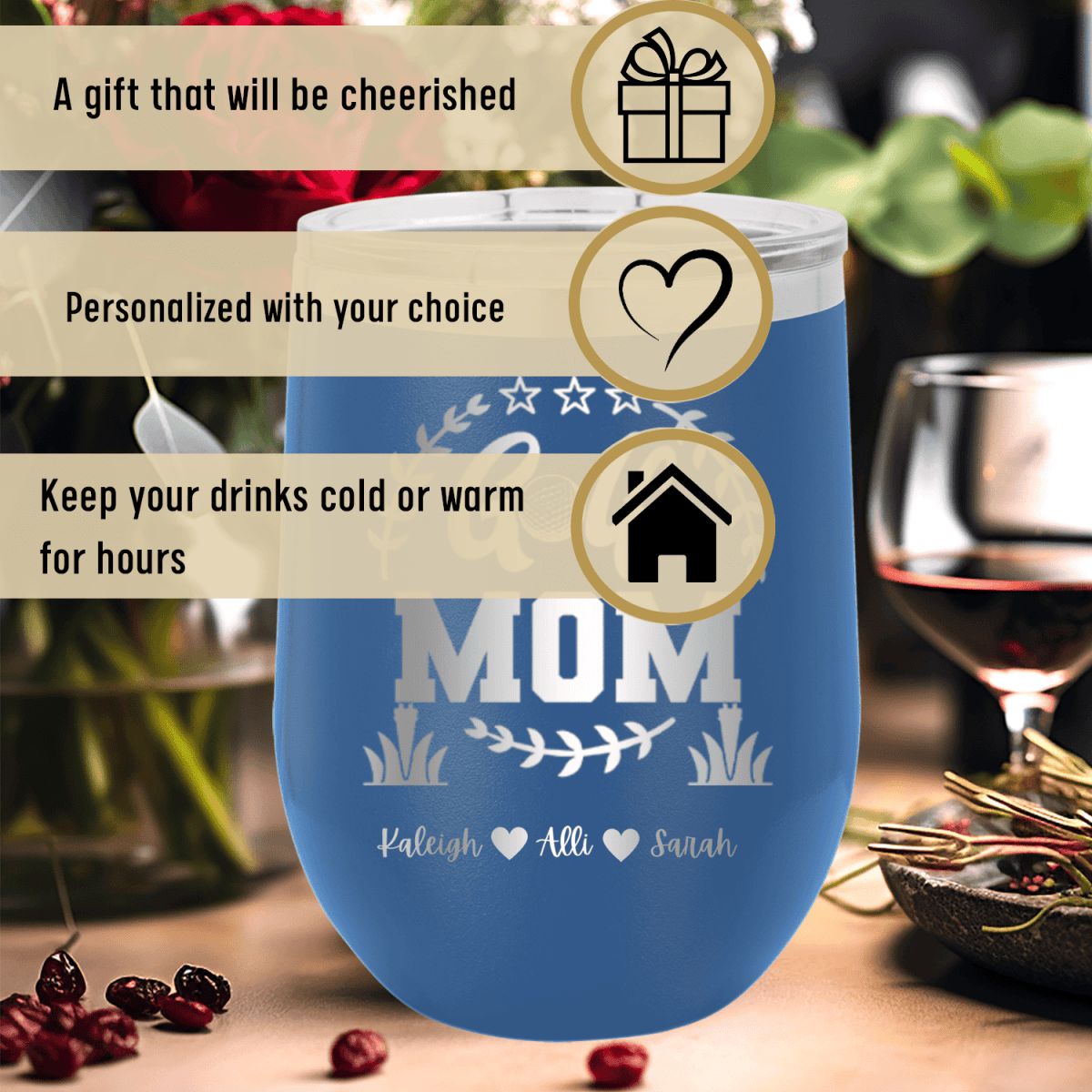 Personalized Professional Golf Mom Wine Tumbler for her, Customized Gifts for Women by Groovy Girl Gifts