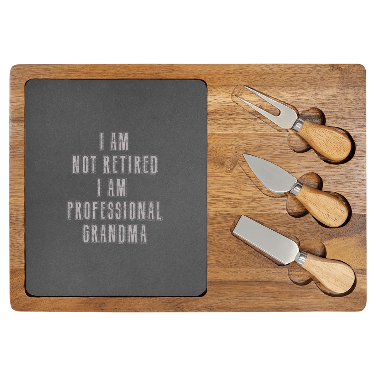 Personalized Professional Grandpa For Life Wood Slate Serving Tray for her, Customized Gifts for Women by Groovy Girl Gifts