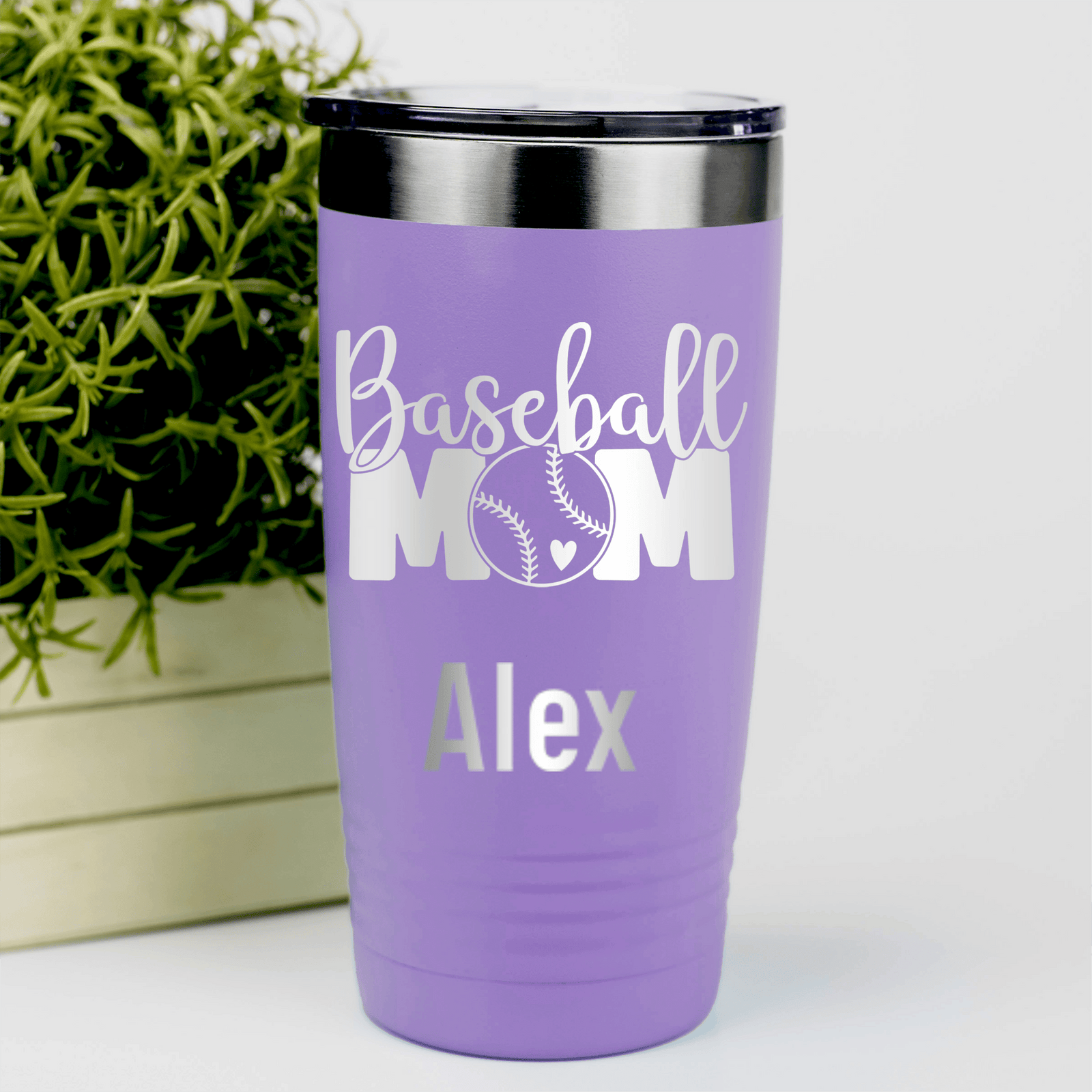 Light Purple Baseball Mom Tumbler With Proud Baseball Mom Design