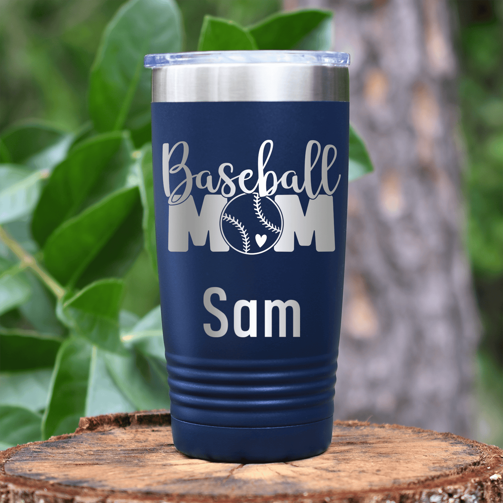 Navy Baseball Mom Tumbler With Proud Baseball Mom Design