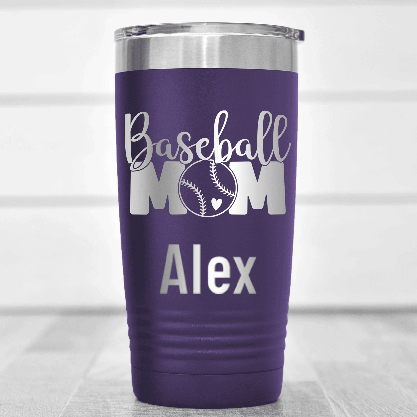 Purple Baseball Mom Tumbler With Proud Baseball Mom Design