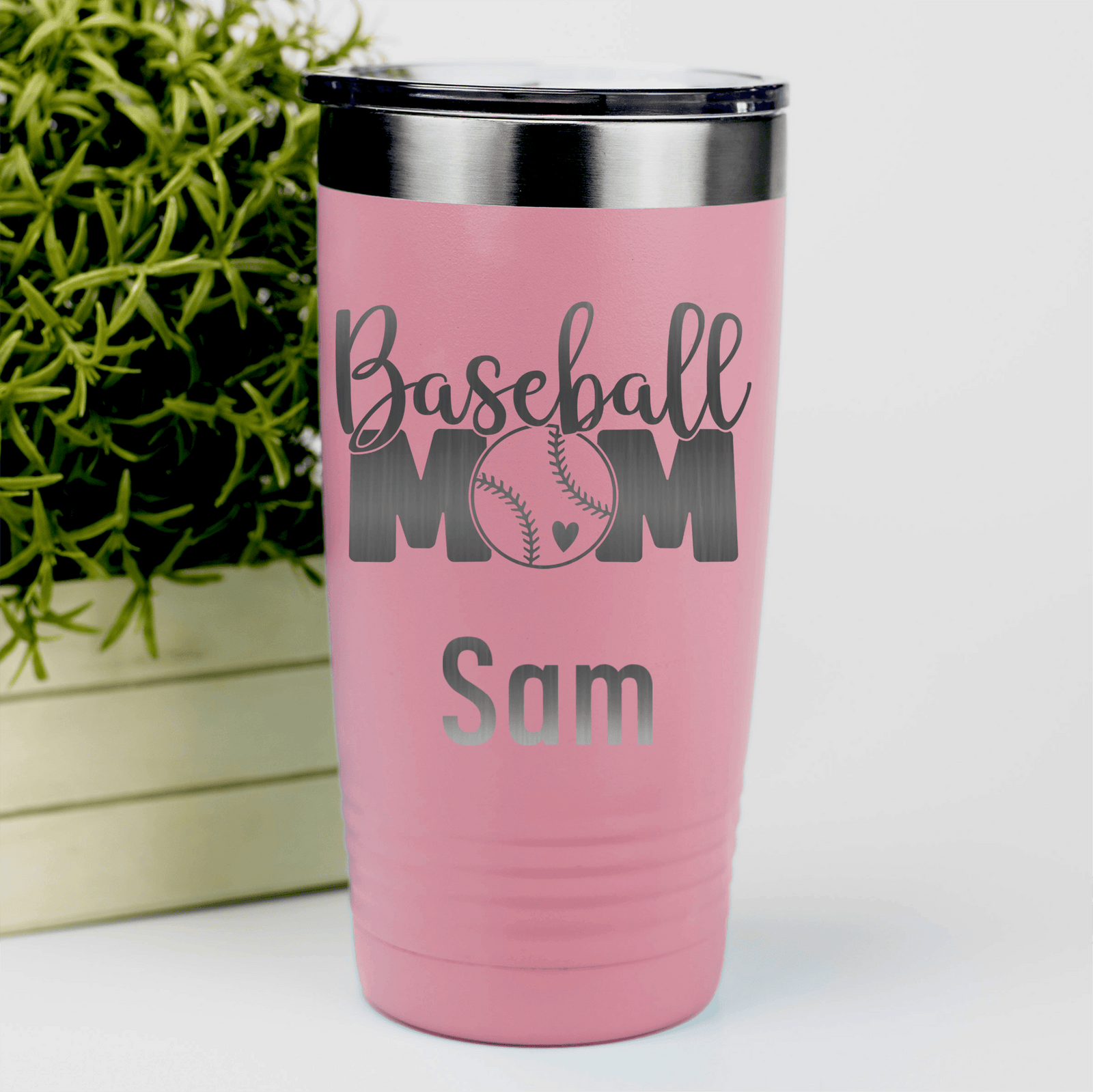Salmon Baseball Mom Tumbler With Proud Baseball Mom Design