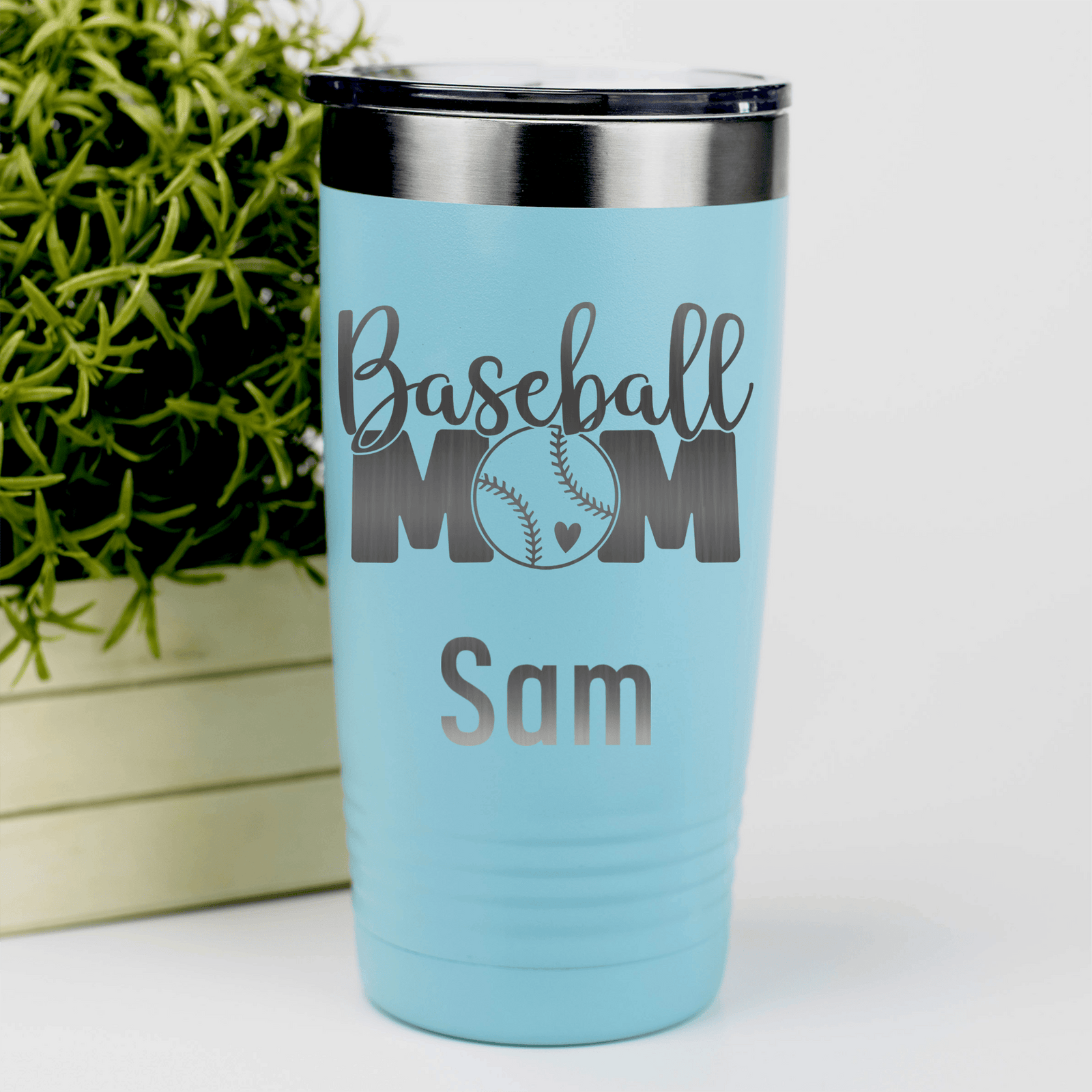 Teal Baseball Mom Tumbler With Proud Baseball Mom Design