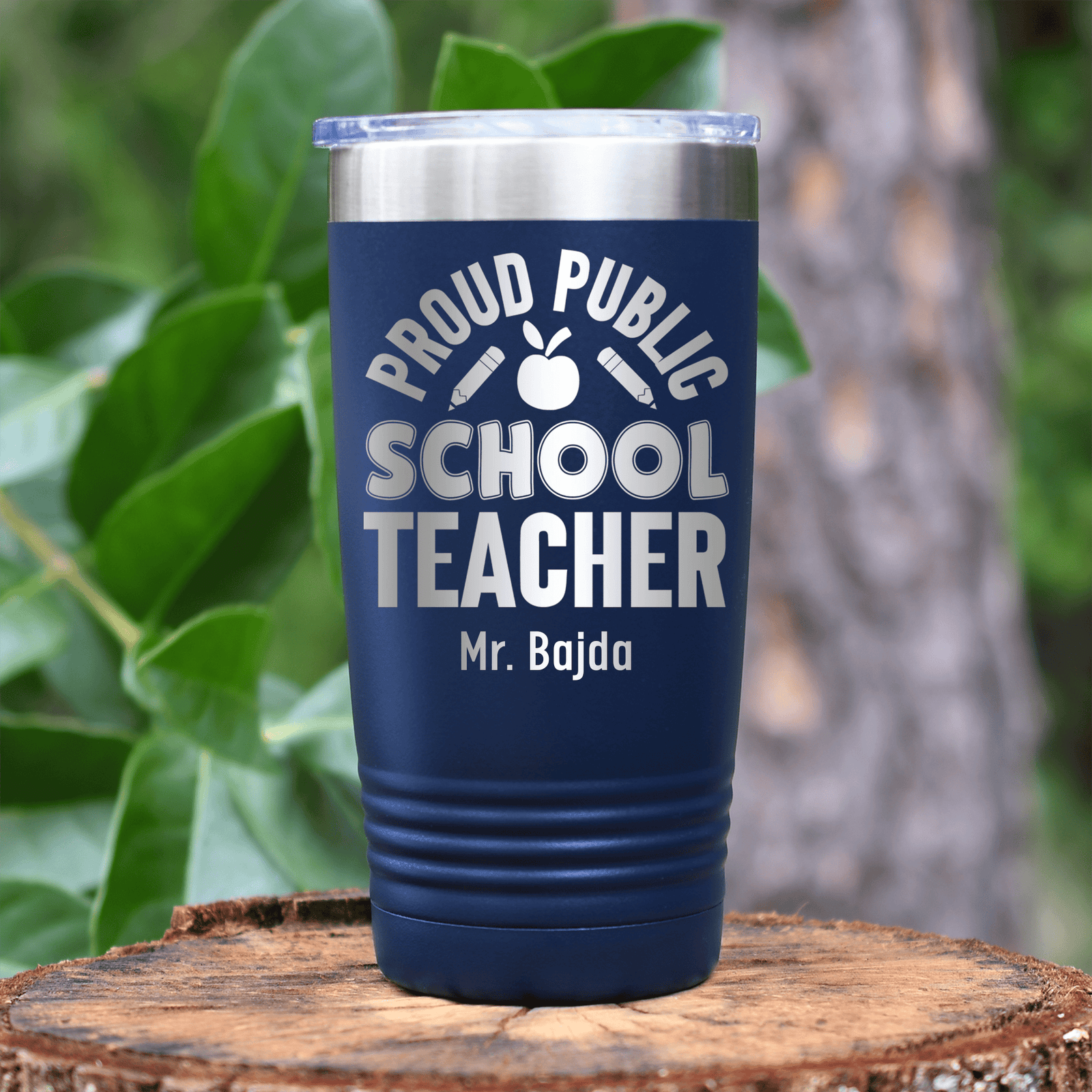 Navy Teacher Tumbler With Proud Public School Teacher Design