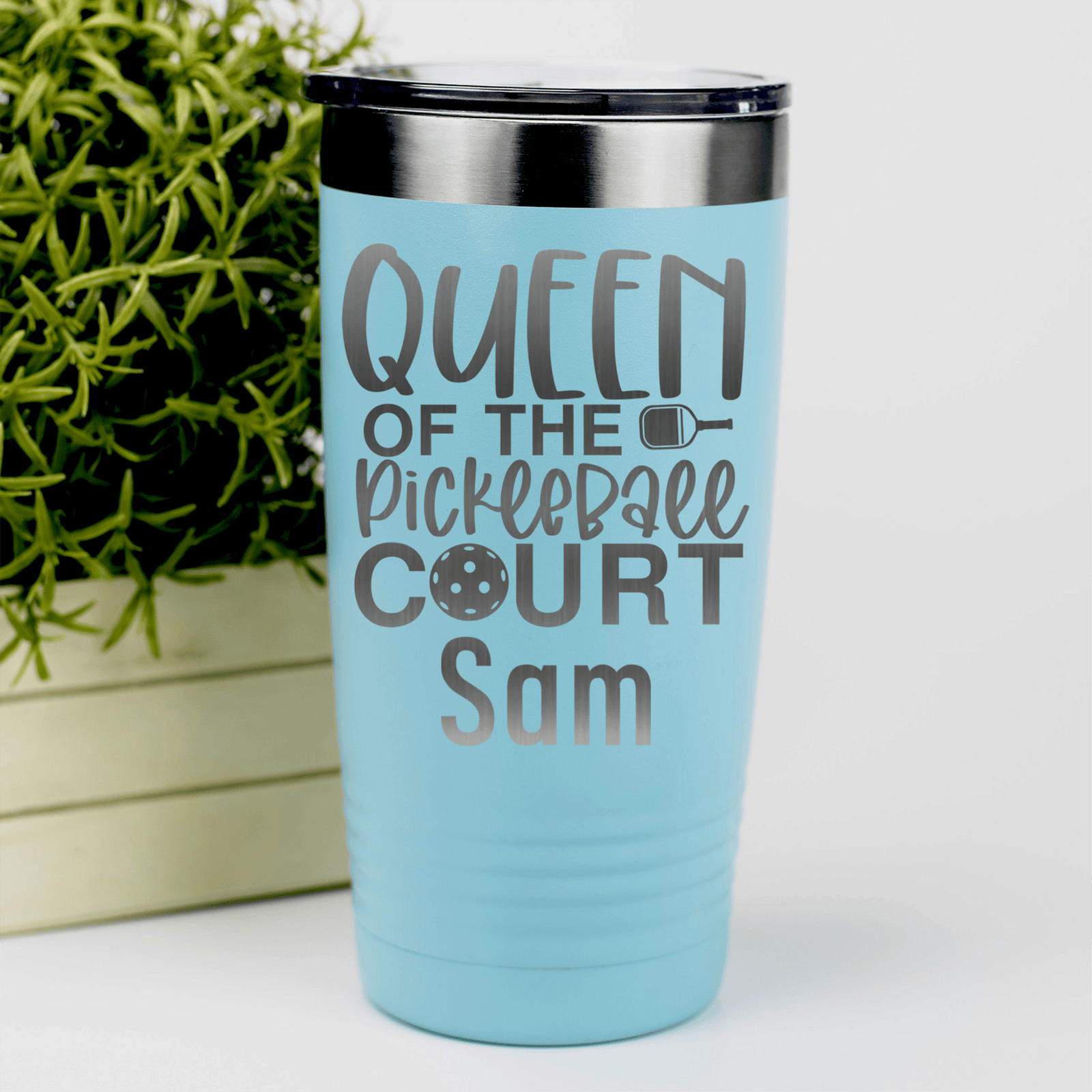 Teal Pickleball Tumbler With Queen Of The Pickleball Court Design