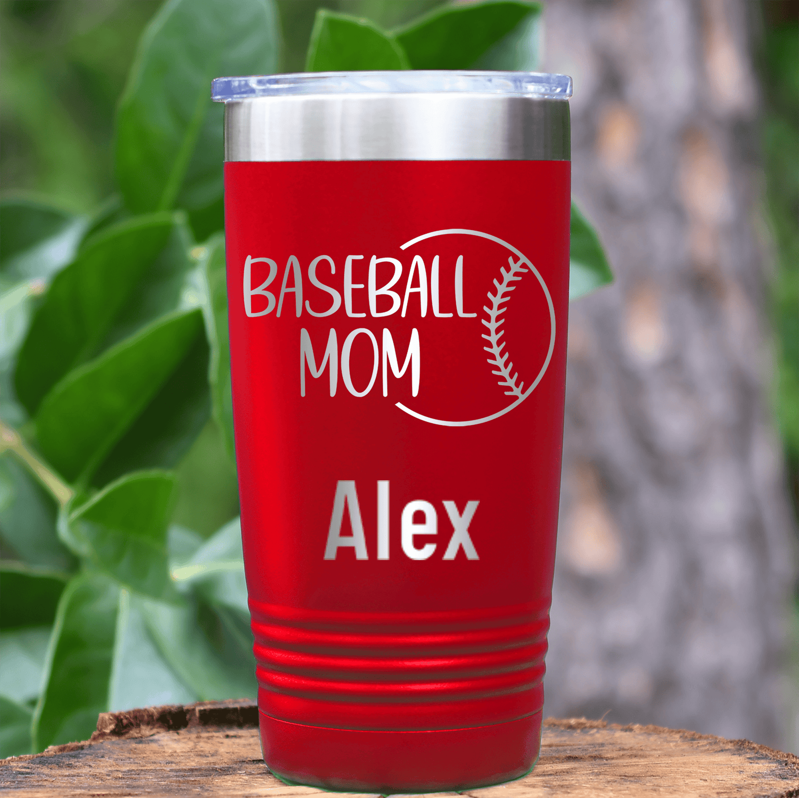 Red Baseball Mom Tumbler With Sassy Baseball Mom Design
