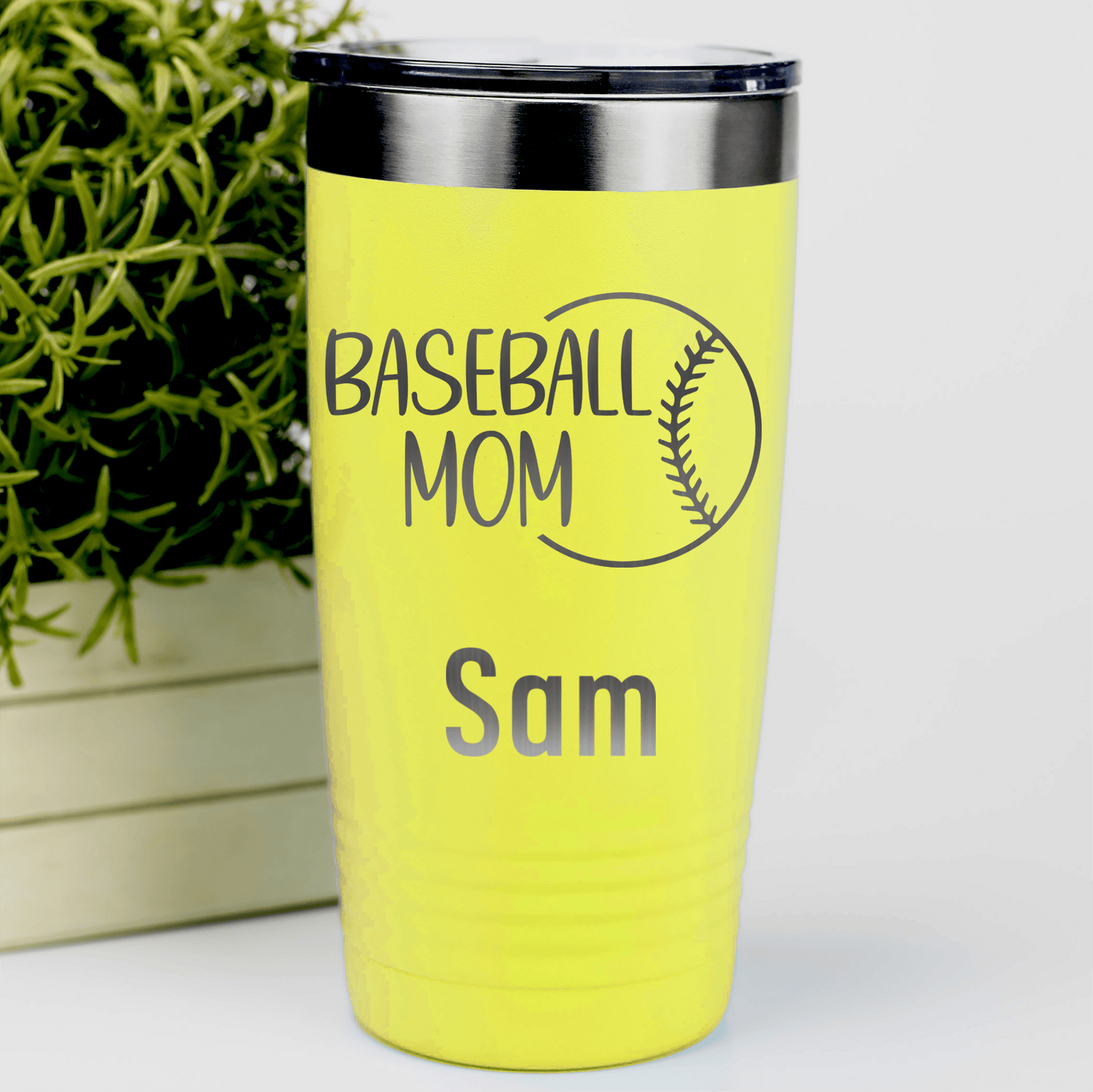 Yellow Baseball Mom Tumbler With Sassy Baseball Mom Design