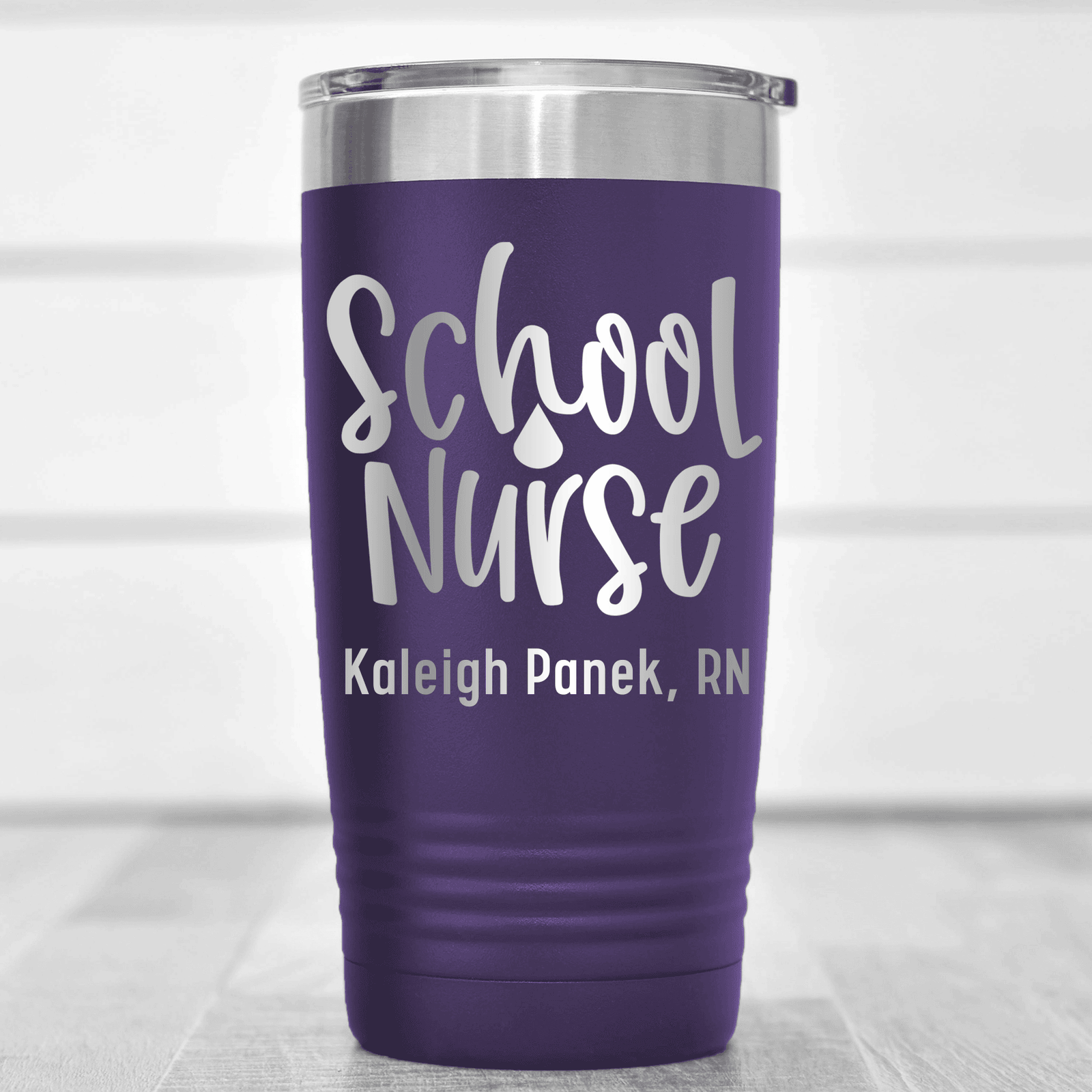Purple Nurse Tumbler With School Nurse Design
