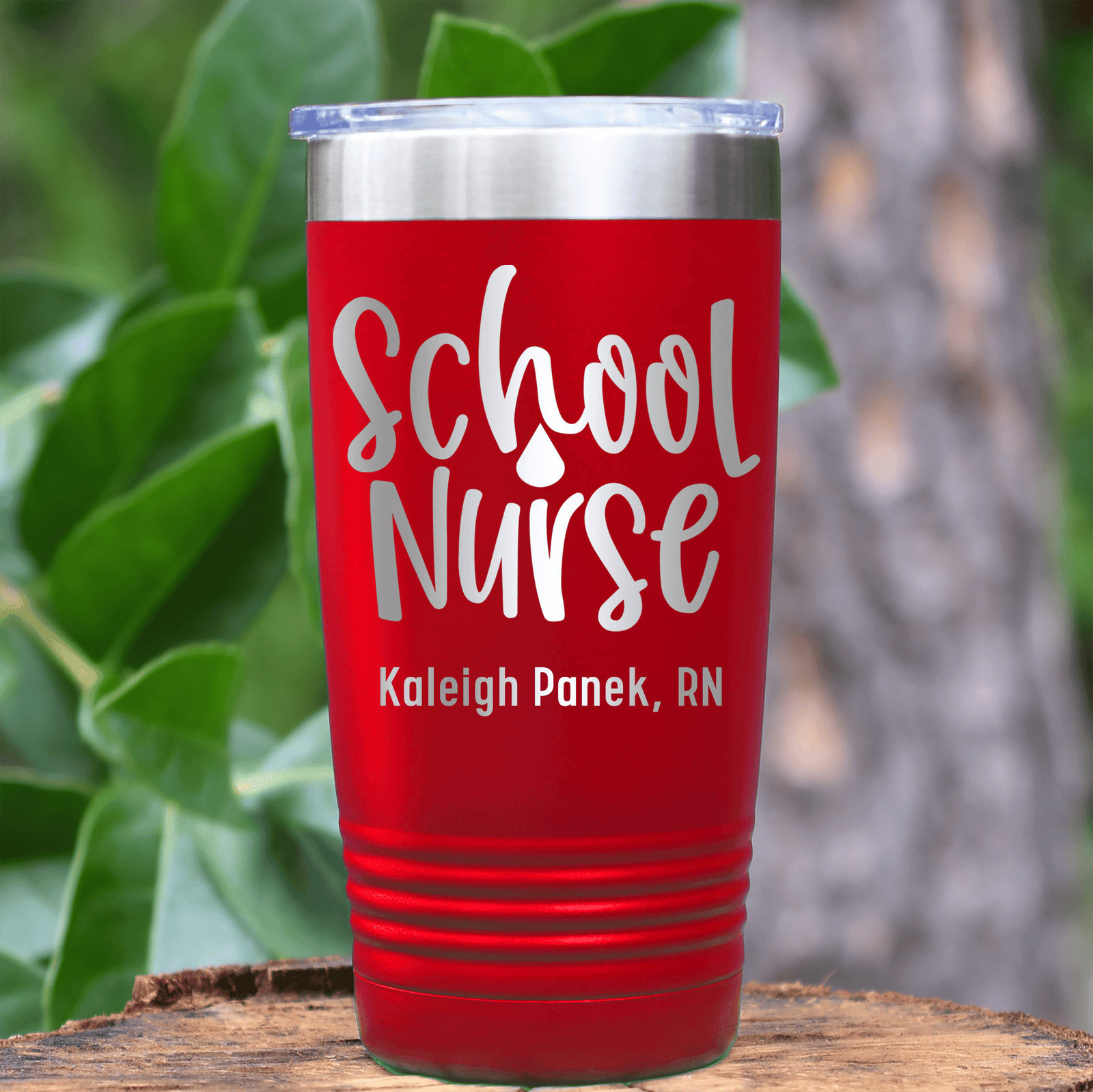 Red Nurse Tumbler With School Nurse Design