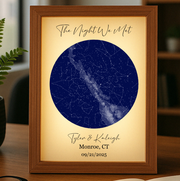 Personalized Star Map Light Box - Custom Night Sky Keepsake - Wedding & Anniversary Gift for Couple