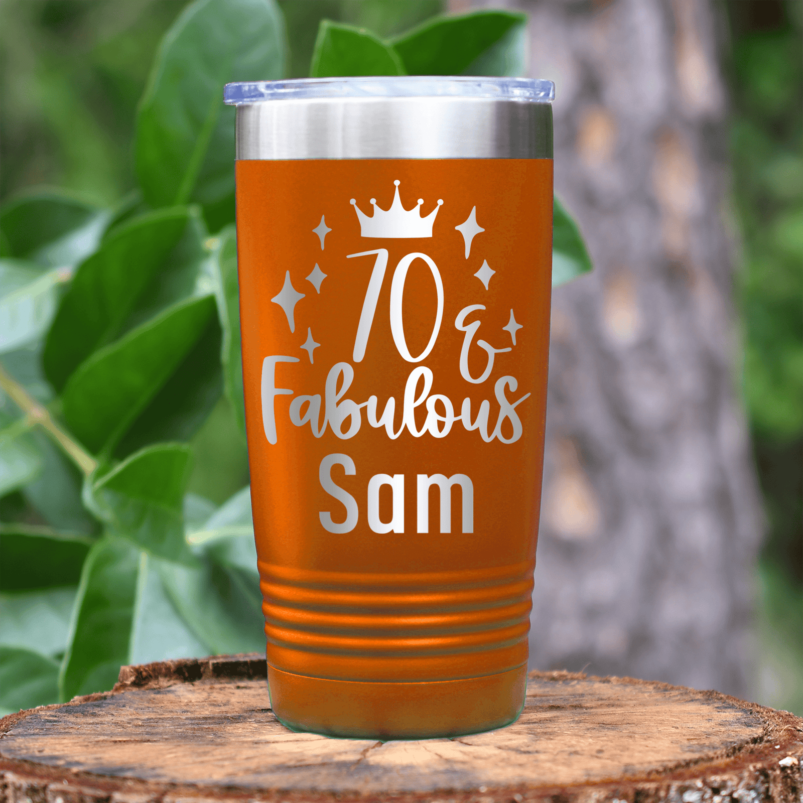 Orange Birthday Tumbler With Seventy And Fabulous Design