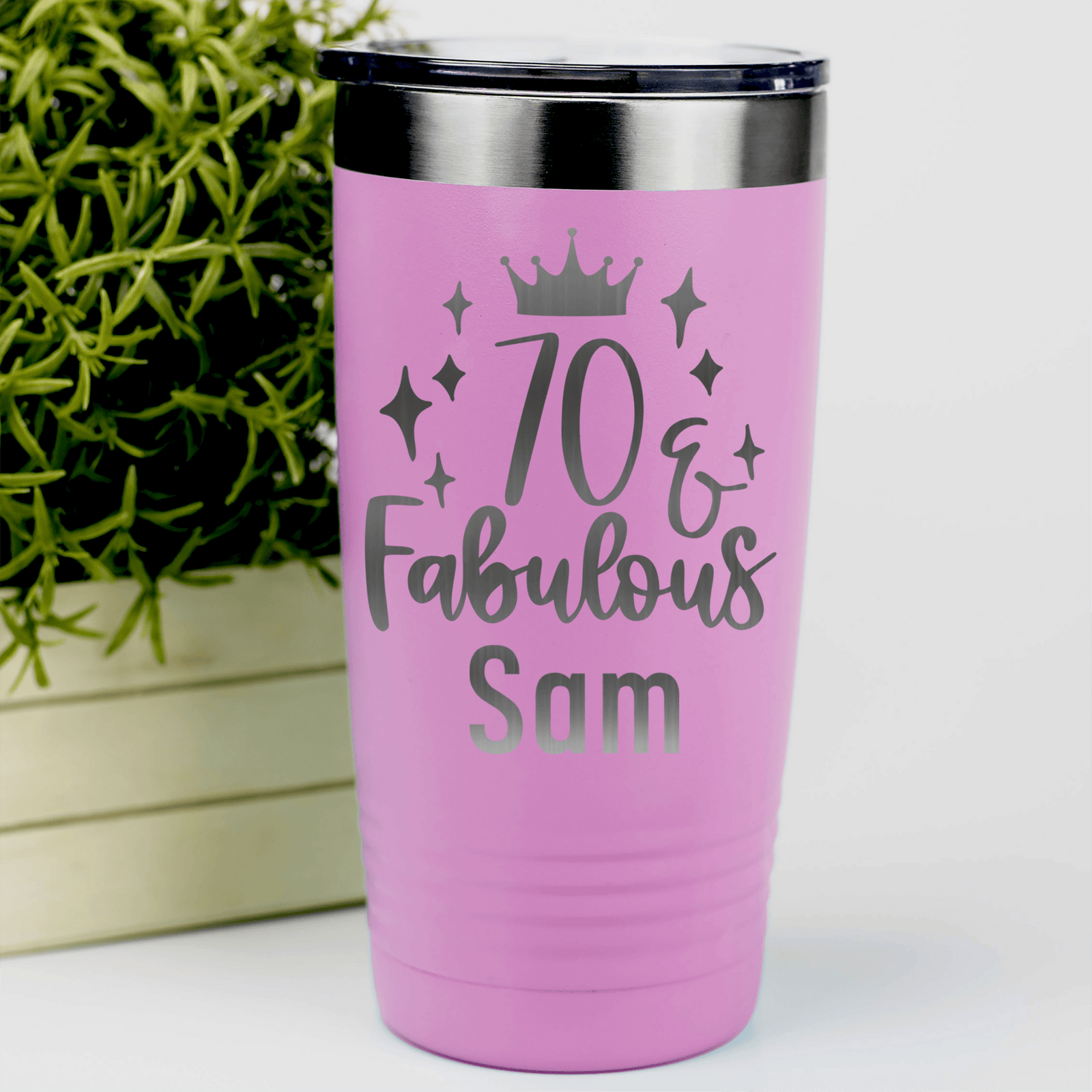 Pink Birthday Tumbler With Seventy And Fabulous Design
