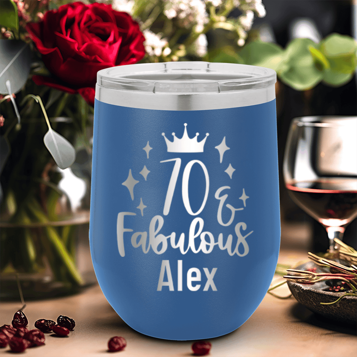 Personalized Seventy And Fabulous Wine Tumbler for her, Customized Gifts for Women by Groovy Girl Gifts