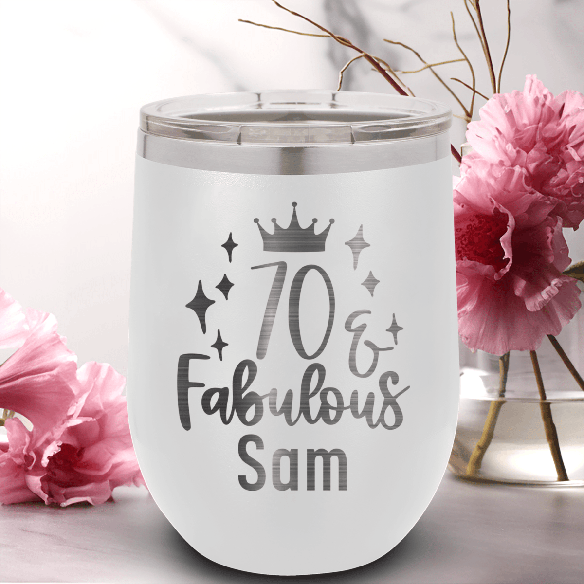 Personalized Seventy And Fabulous Wine Tumbler for her, Customized Gifts for Women by Groovy Girl Gifts