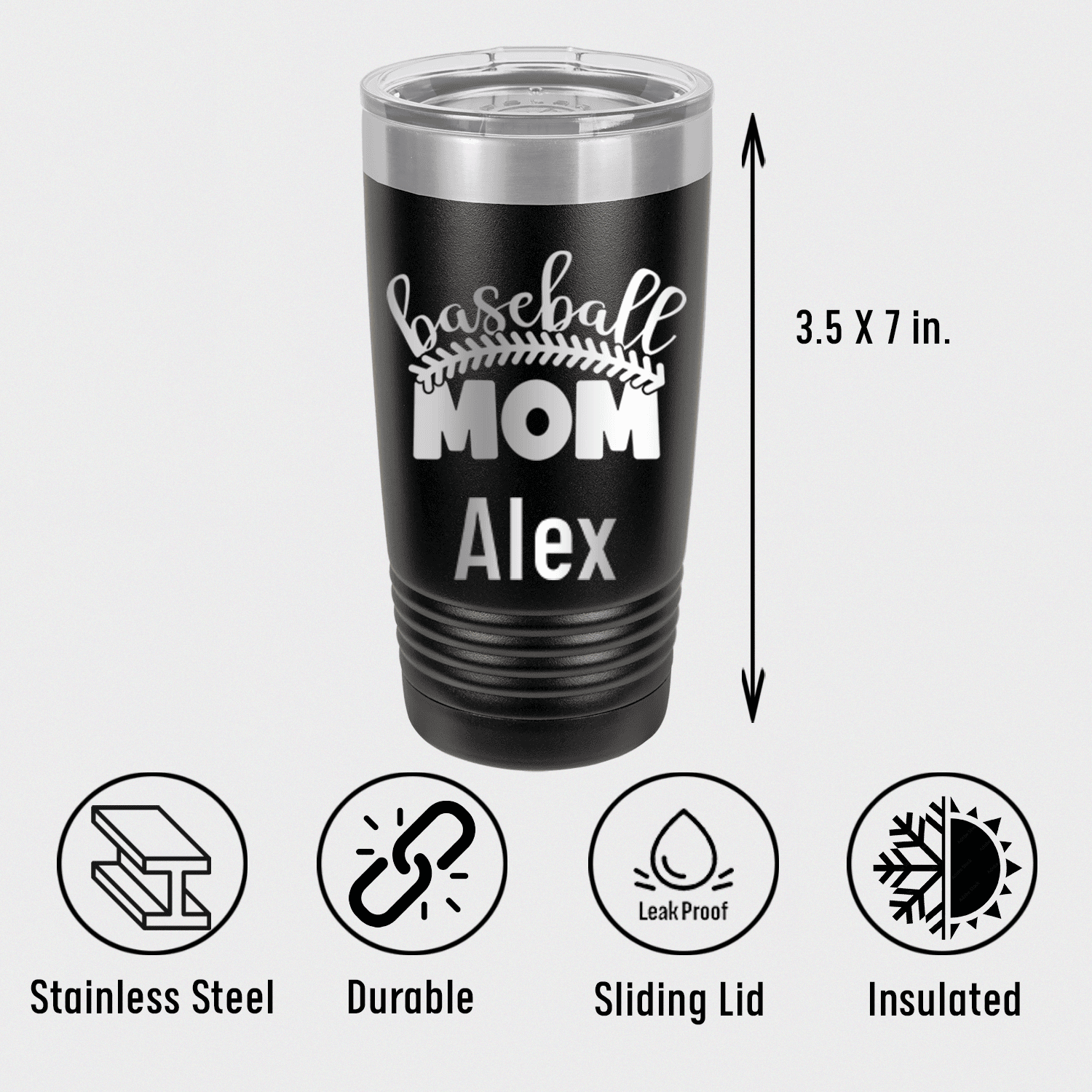 Personalized Stitched Baseball Mom Tumbler for her, Customized Gifts for Women by Groovy Girl Gifts
