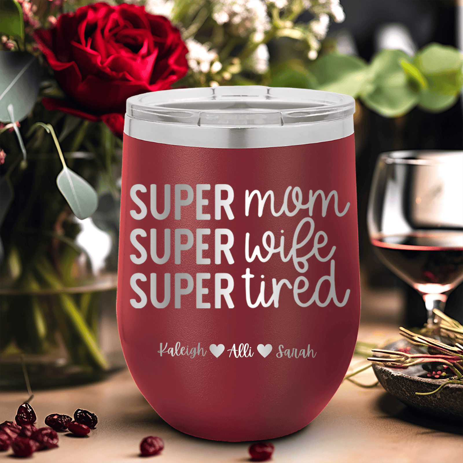 Personalized Super Wife Wine Tumbler for her, Customized Gifts for Women by Groovy Girl Gifts
