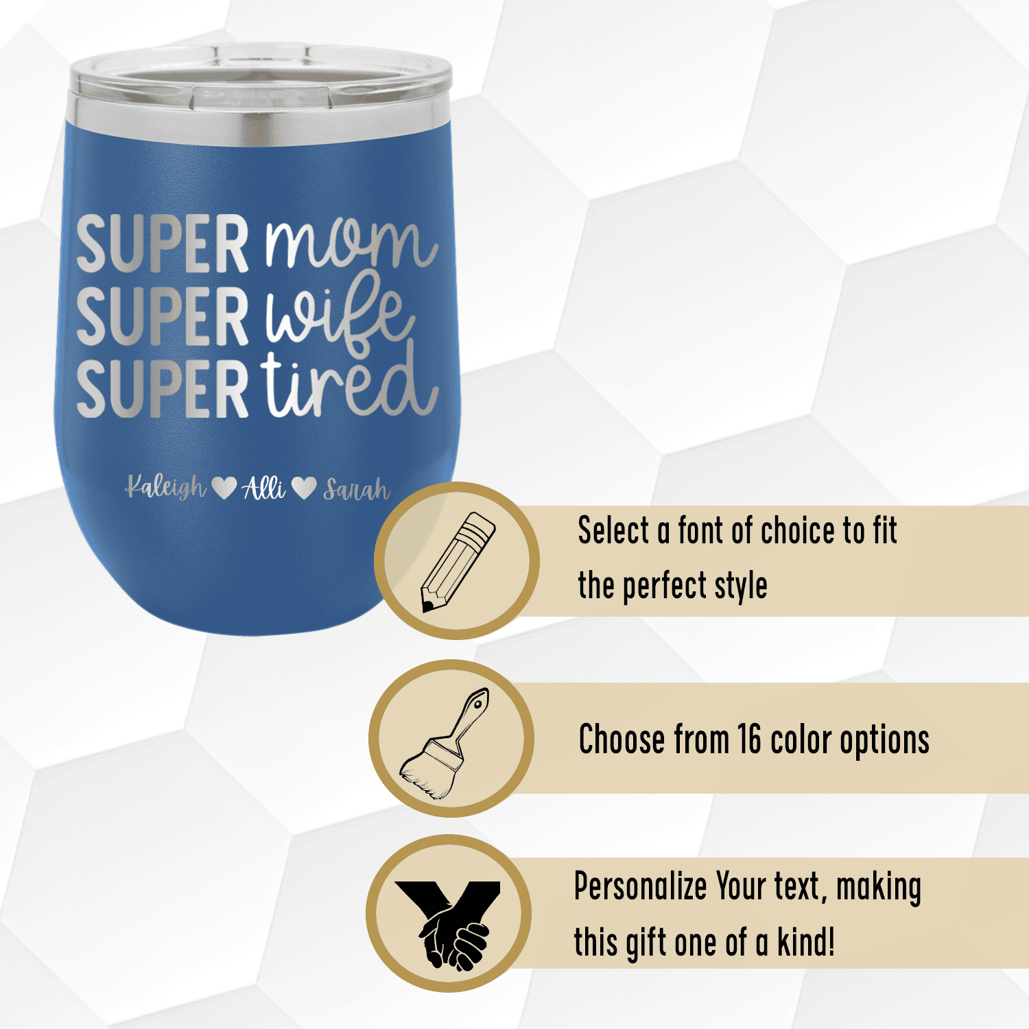Personalized Super Wife Wine Tumbler for her, Customized Gifts for Women by Groovy Girl Gifts