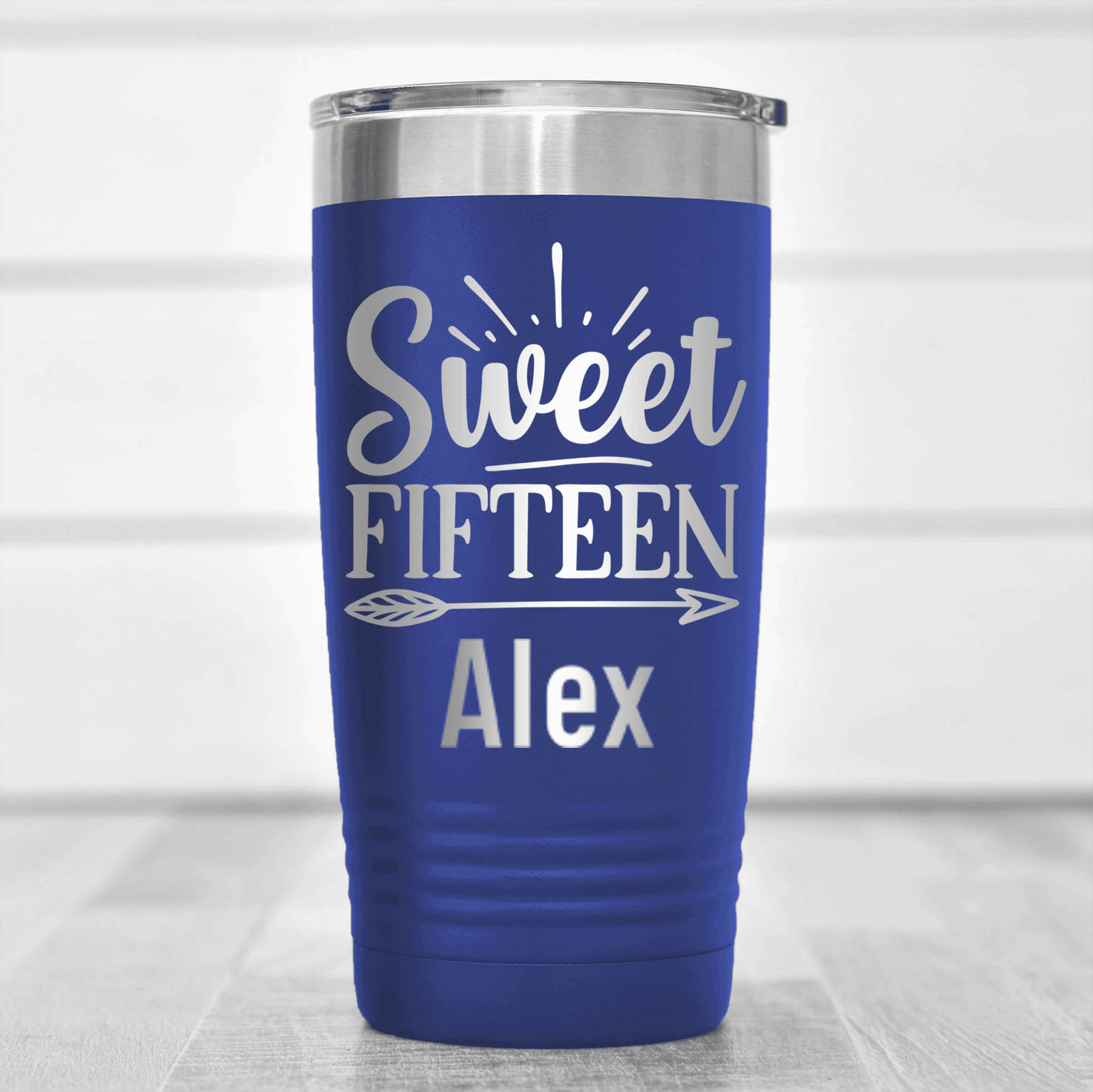 Blue Birthday Tumbler With Sweet Fifteen Design