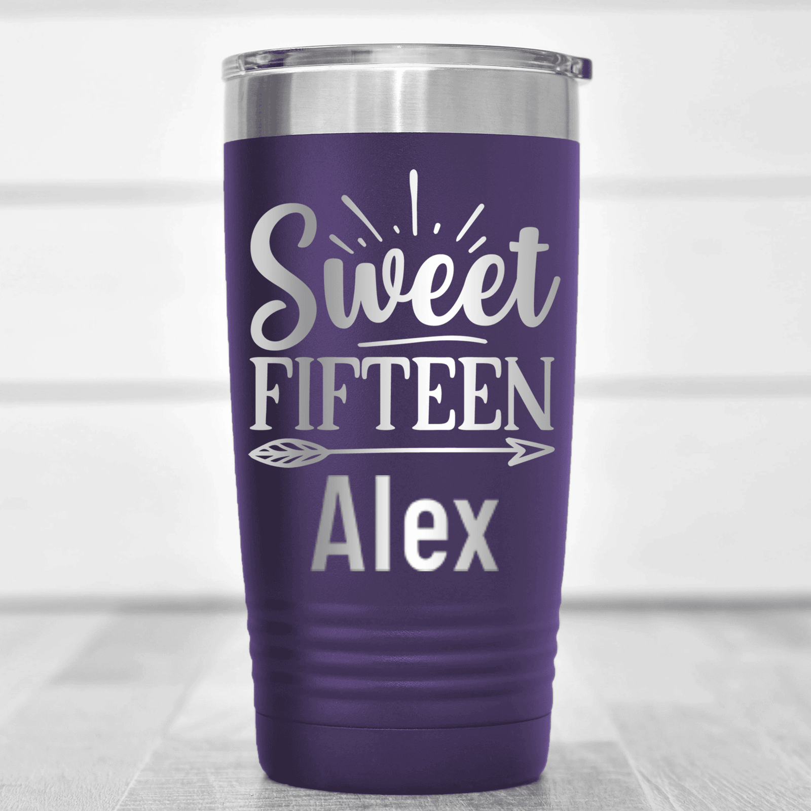Purple Birthday Tumbler With Sweet Fifteen Design