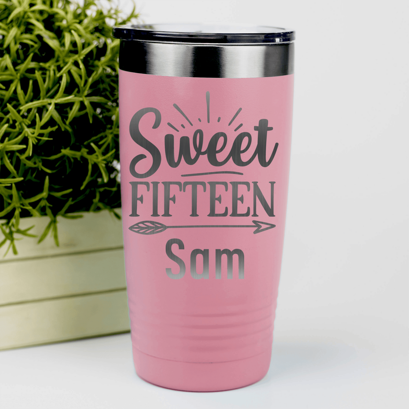 Salmon Birthday Tumbler With Sweet Fifteen Design
