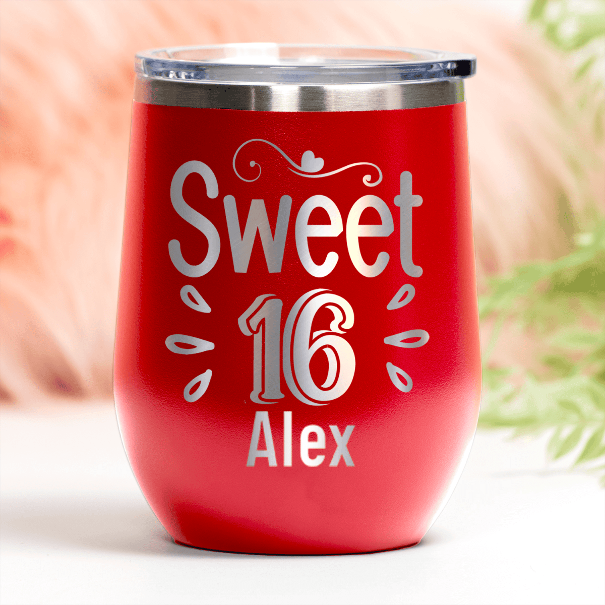 Personalized Sweet Sixteen Wine Tumbler for her, Customized Gifts for Women by Groovy Girl Gifts
