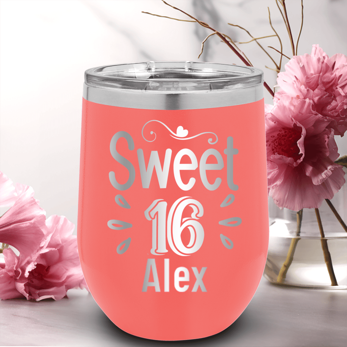 Personalized Sweet Sixteen Wine Tumbler for her, Customized Gifts for Women by Groovy Girl Gifts