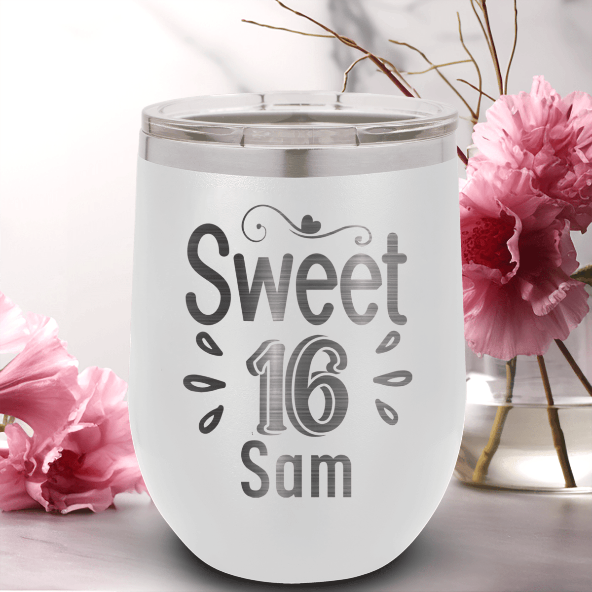 Personalized Sweet Sixteen Wine Tumbler for her, Customized Gifts for Women by Groovy Girl Gifts