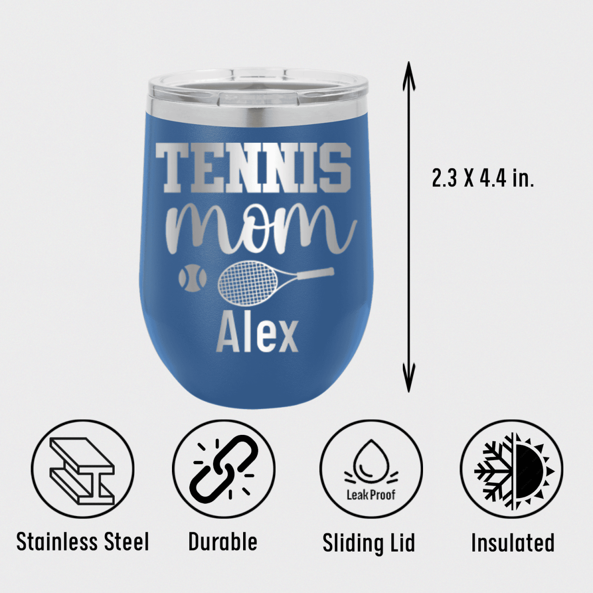 Personalized Tennis Mom Wine Tumbler for her, Customized Gifts for Women by Groovy Girl Gifts