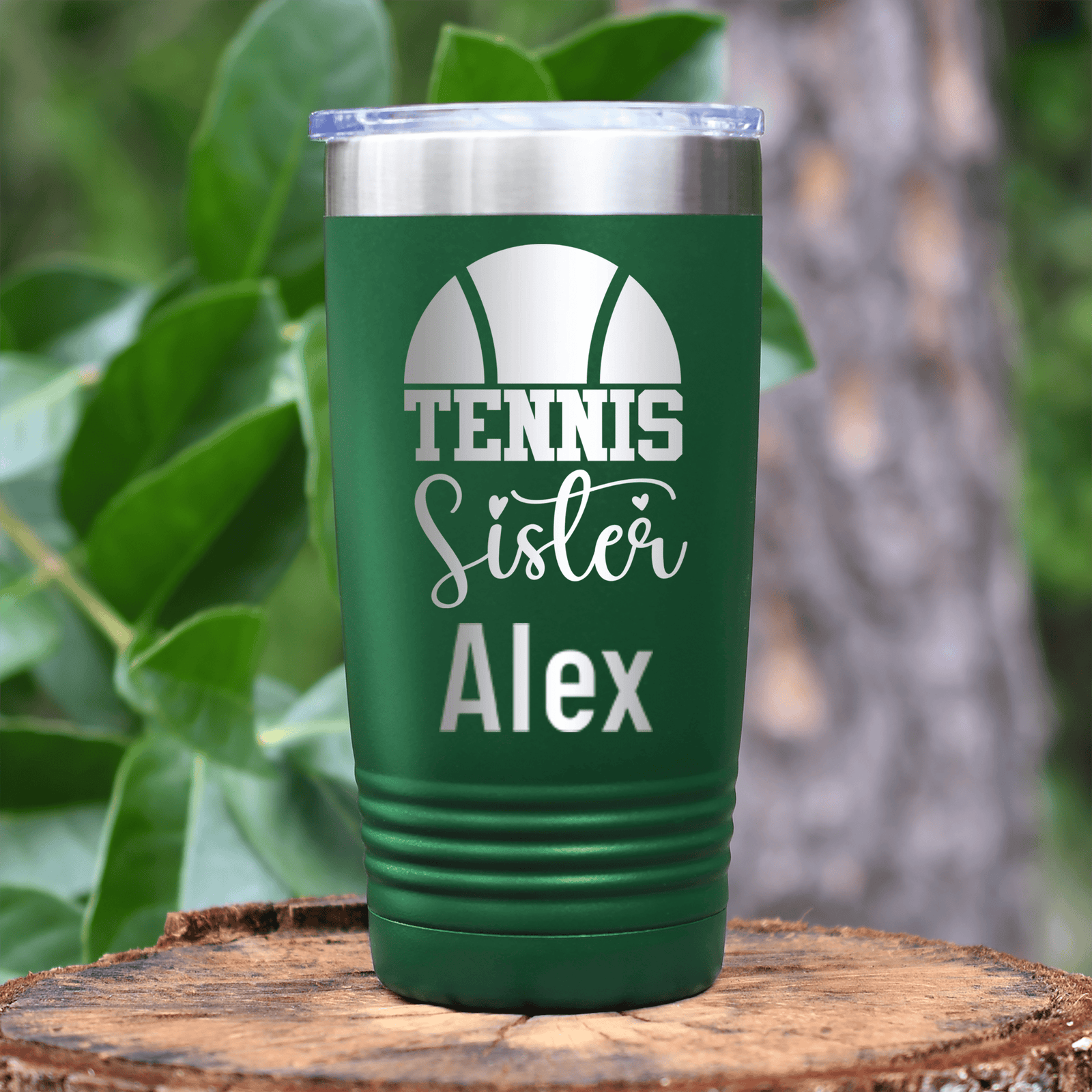 Green Tennis For Her Tumbler With Tennis Sister Design