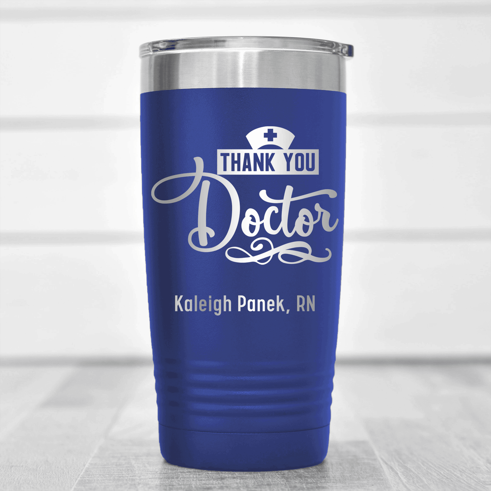 Blue Nurse Tumbler With Thank You Doctor Design