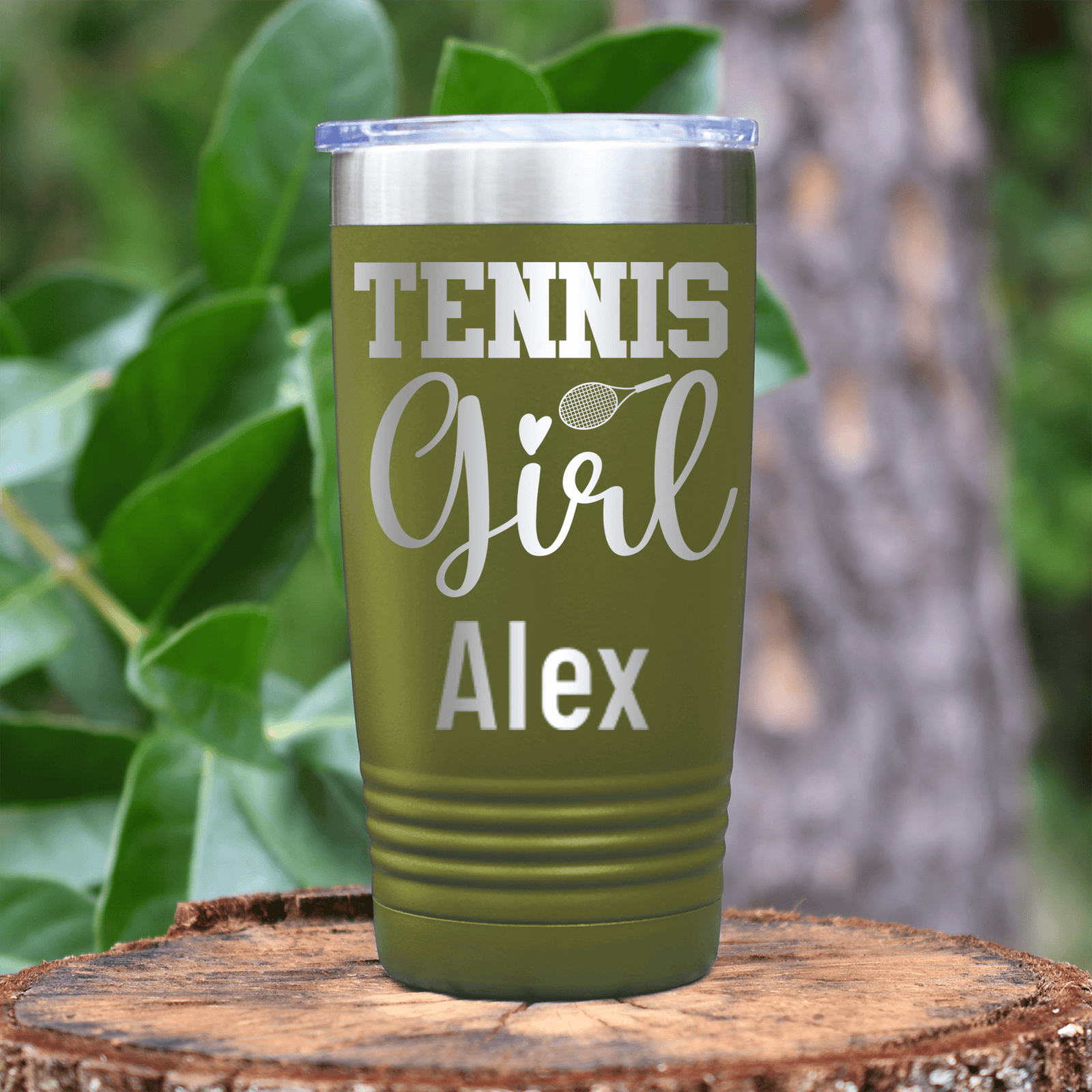 Military Green Tennis For Her Tumbler With That Tennis Girl Design