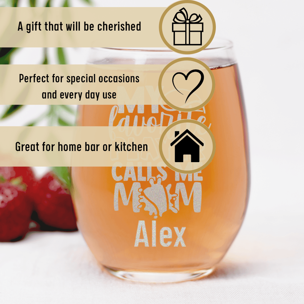Personalized That Tennis Player Calls Me Mom Stemless Wine Glass for her, Customized Gifts for Women by Groovy Girl Gifts