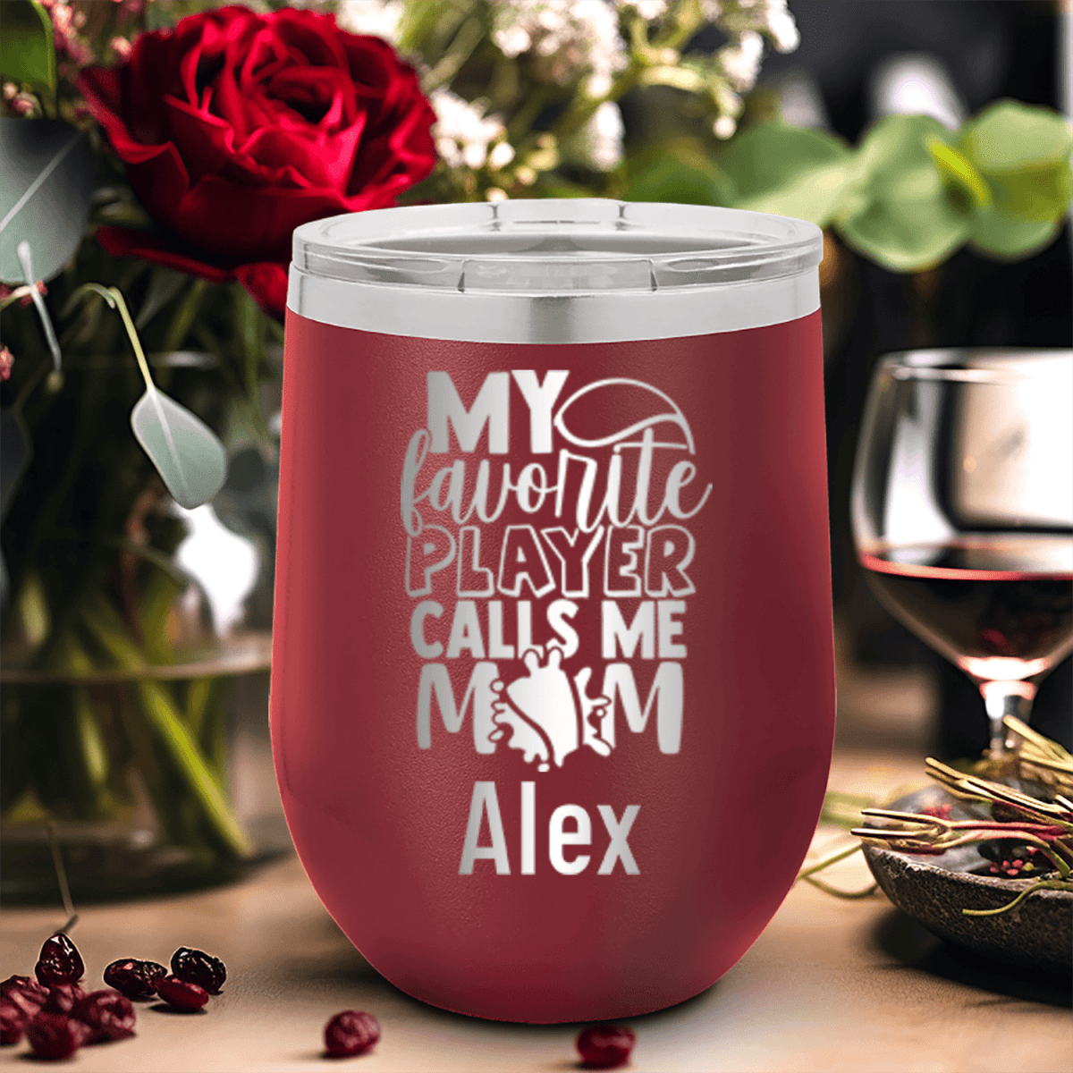 Personalized That Tennis Player Calls Me Mom Wine Tumbler for her, Customized Gifts for Women by Groovy Girl Gifts