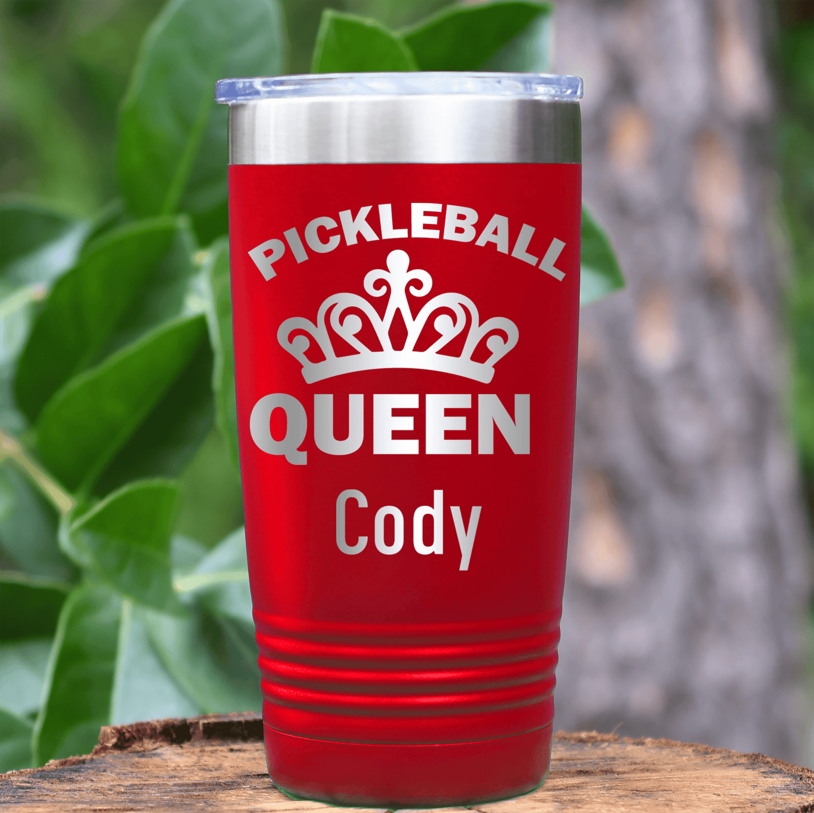 Red Pickleball Tumbler With The Pickleball Queen Design