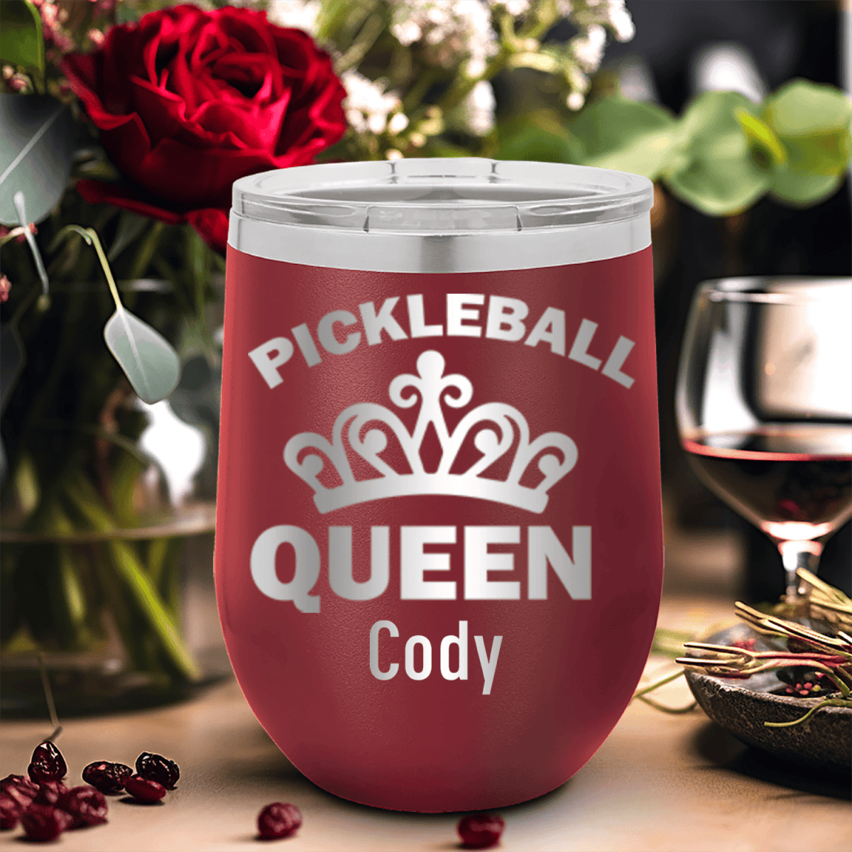 Personalized The Pickleball Queen Wine Tumbler for her, Customized Gifts for Women by Groovy Girl Gifts