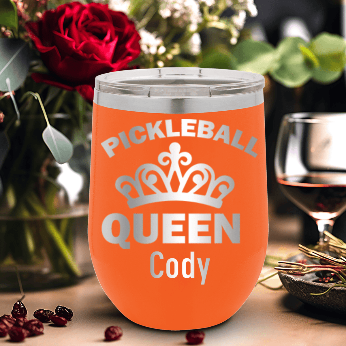 Personalized The Pickleball Queen Wine Tumbler for her, Customized Gifts for Women by Groovy Girl Gifts