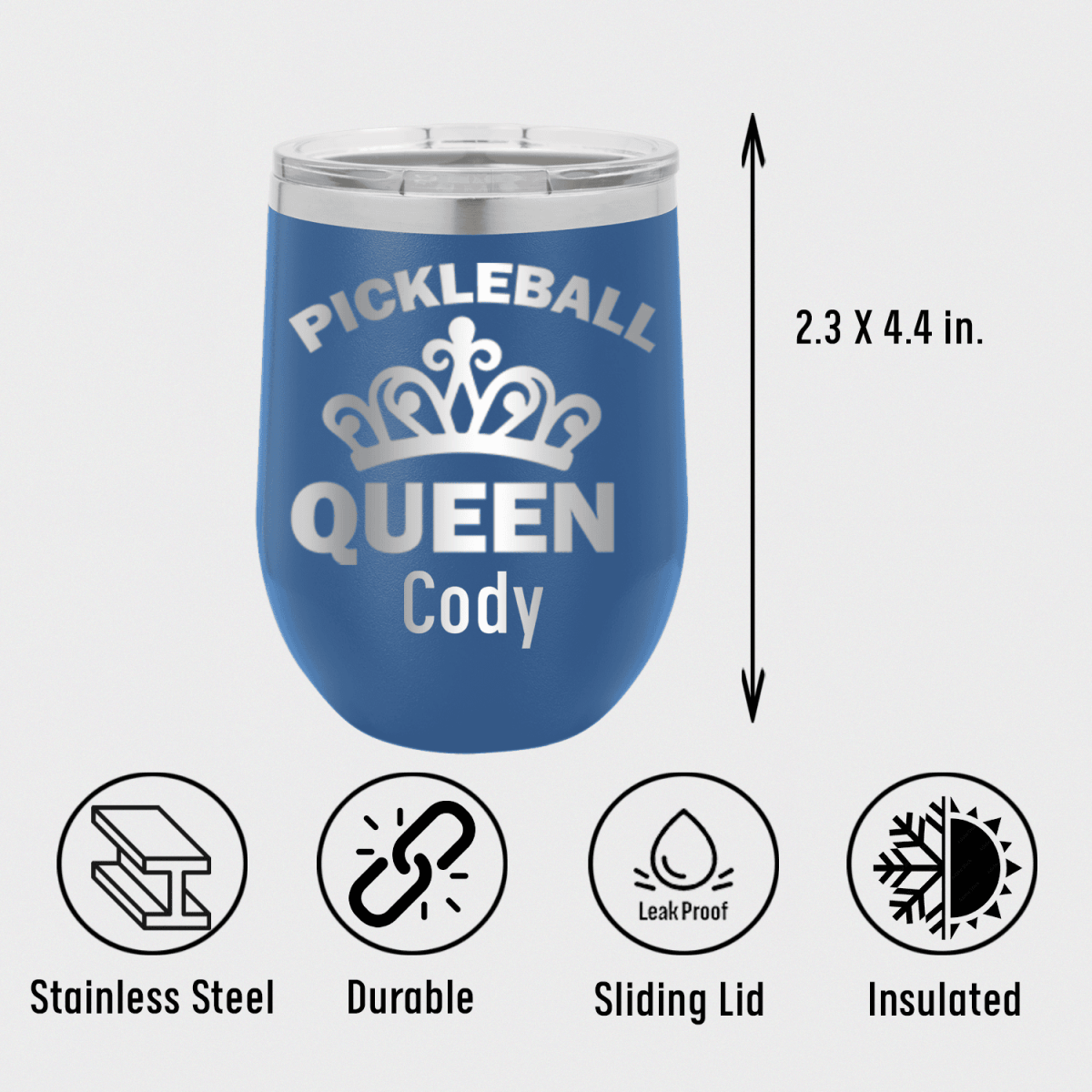 Personalized The Pickleball Queen Wine Tumbler for her, Customized Gifts for Women by Groovy Girl Gifts