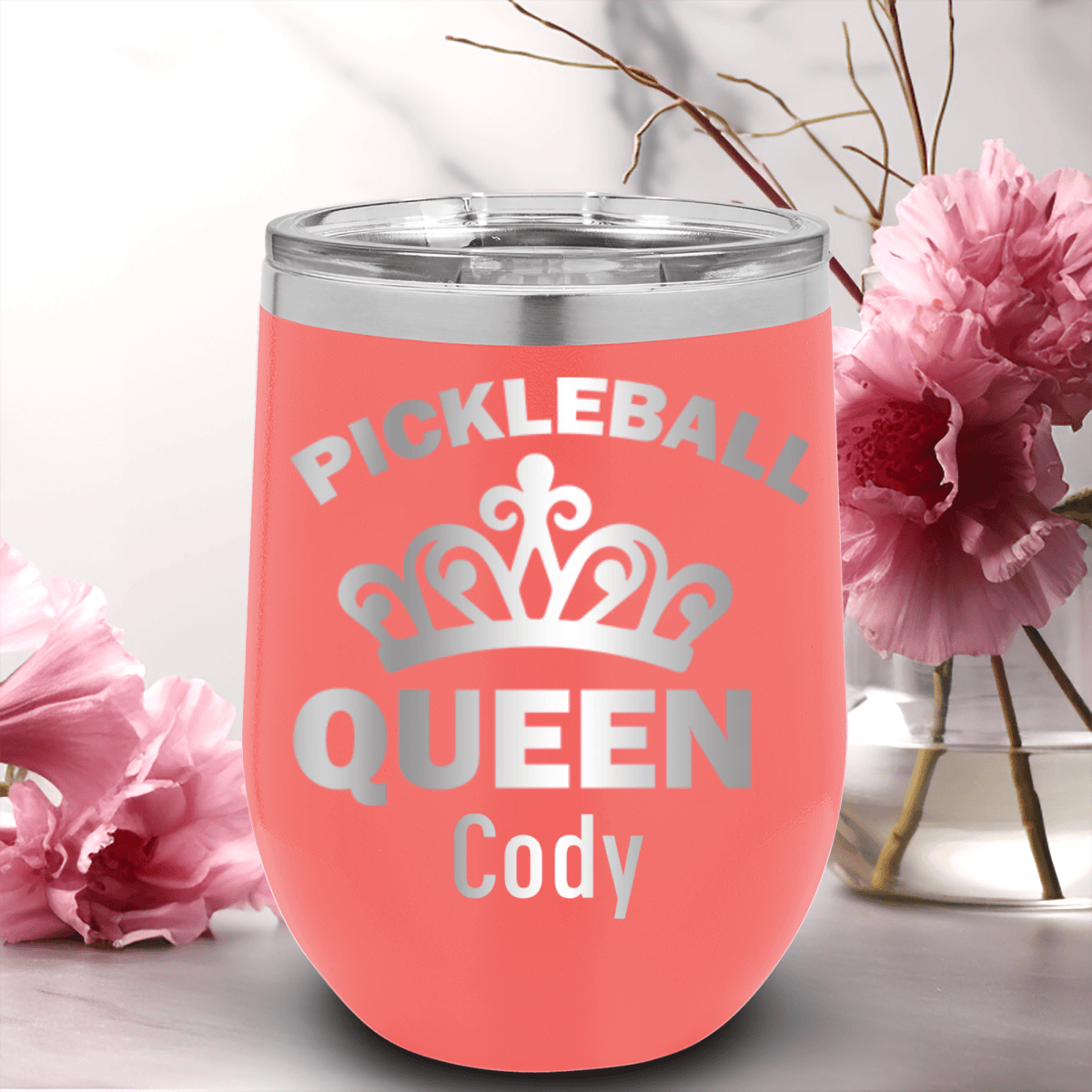 Personalized The Pickleball Queen Wine Tumbler for her, Customized Gifts for Women by Groovy Girl Gifts