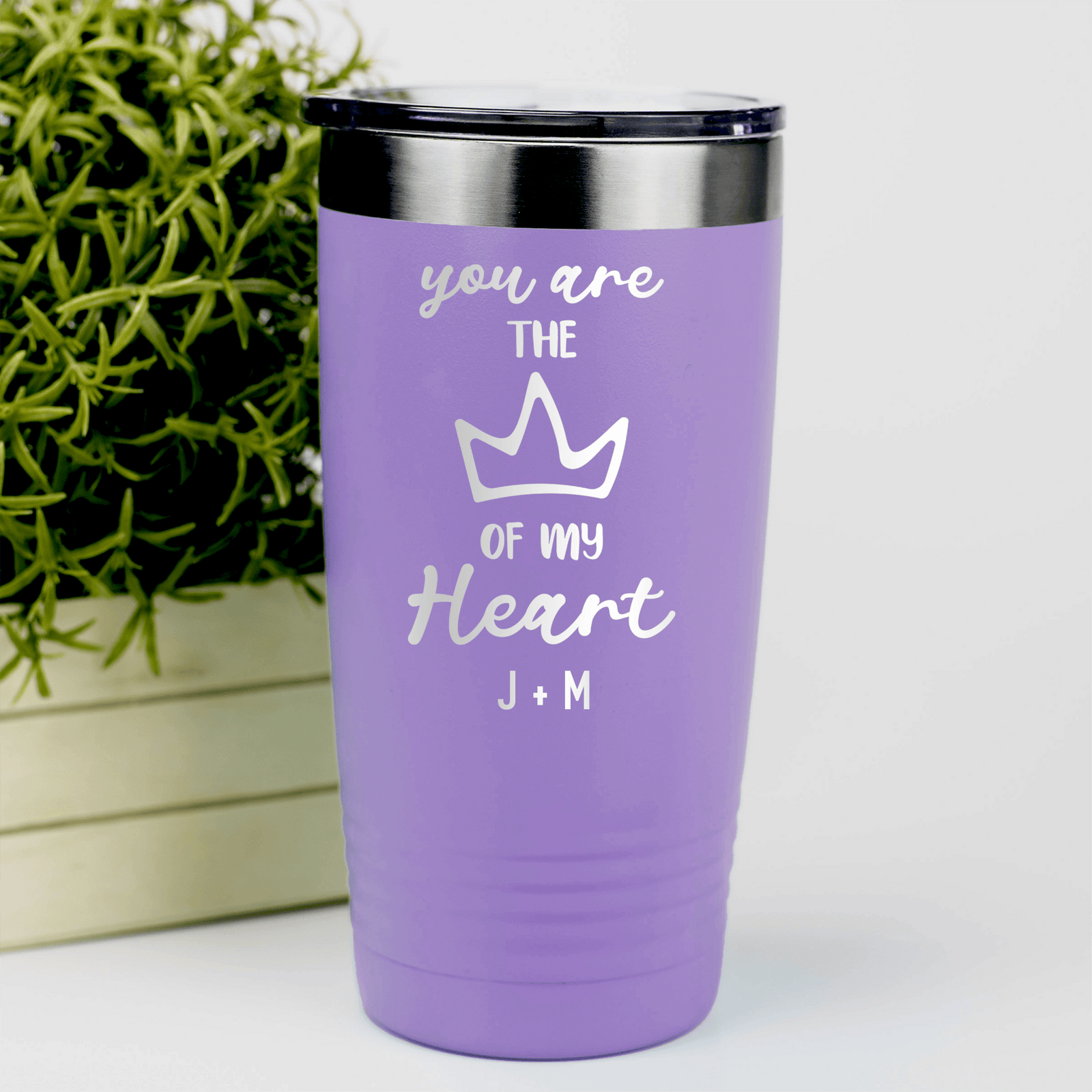 Light Purple Valentines Day Tumbler With The Queen Of My Heart Design