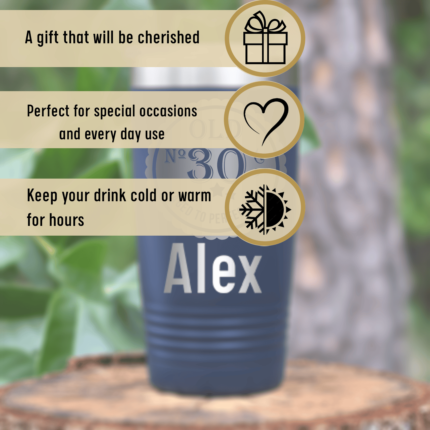 Personalized Thirty Aged To Perfection Tumbler for her, Customized Gifts for Women by Groovy Girl Gifts