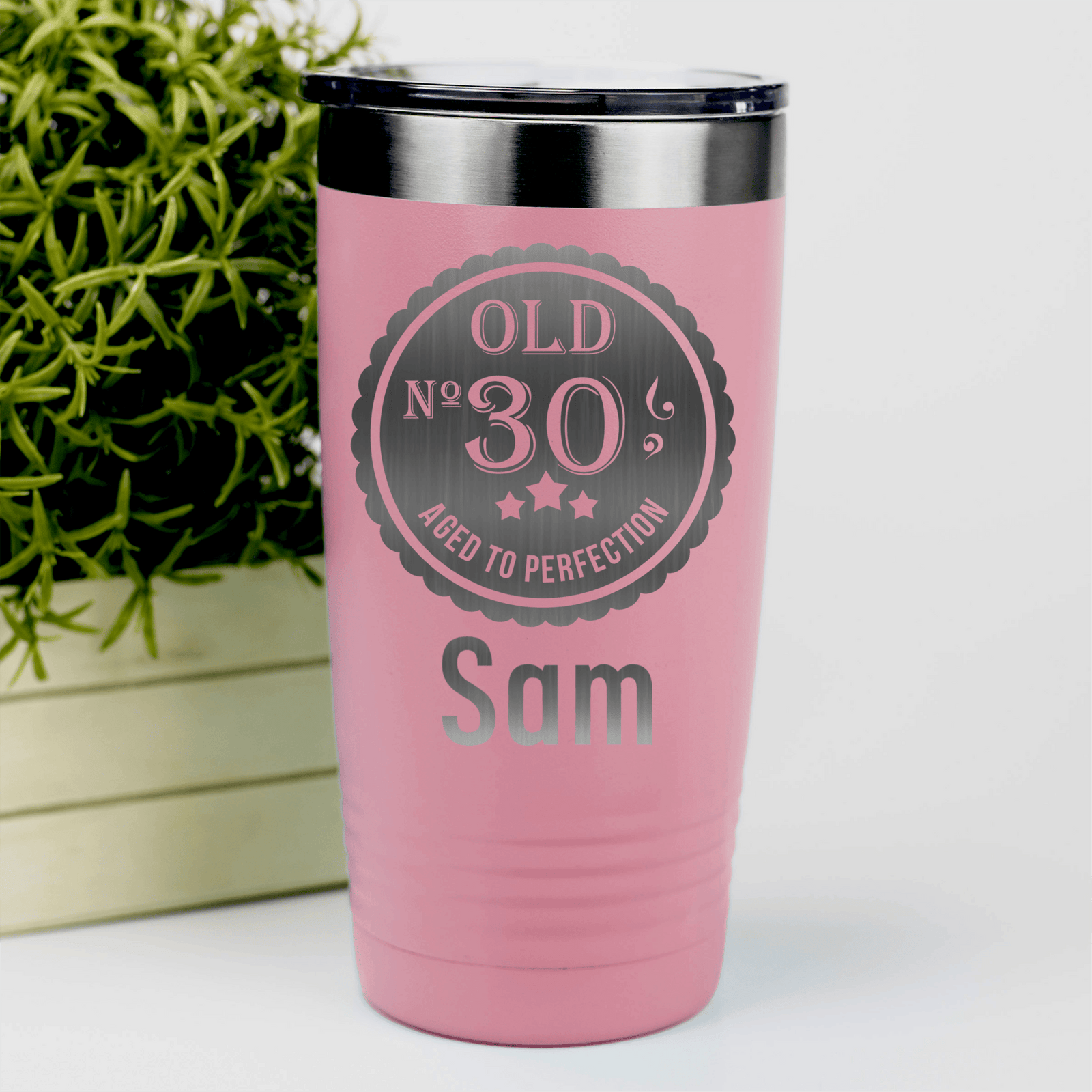 Salmon Birthday Tumbler With Thirty Aged To Perfection Design